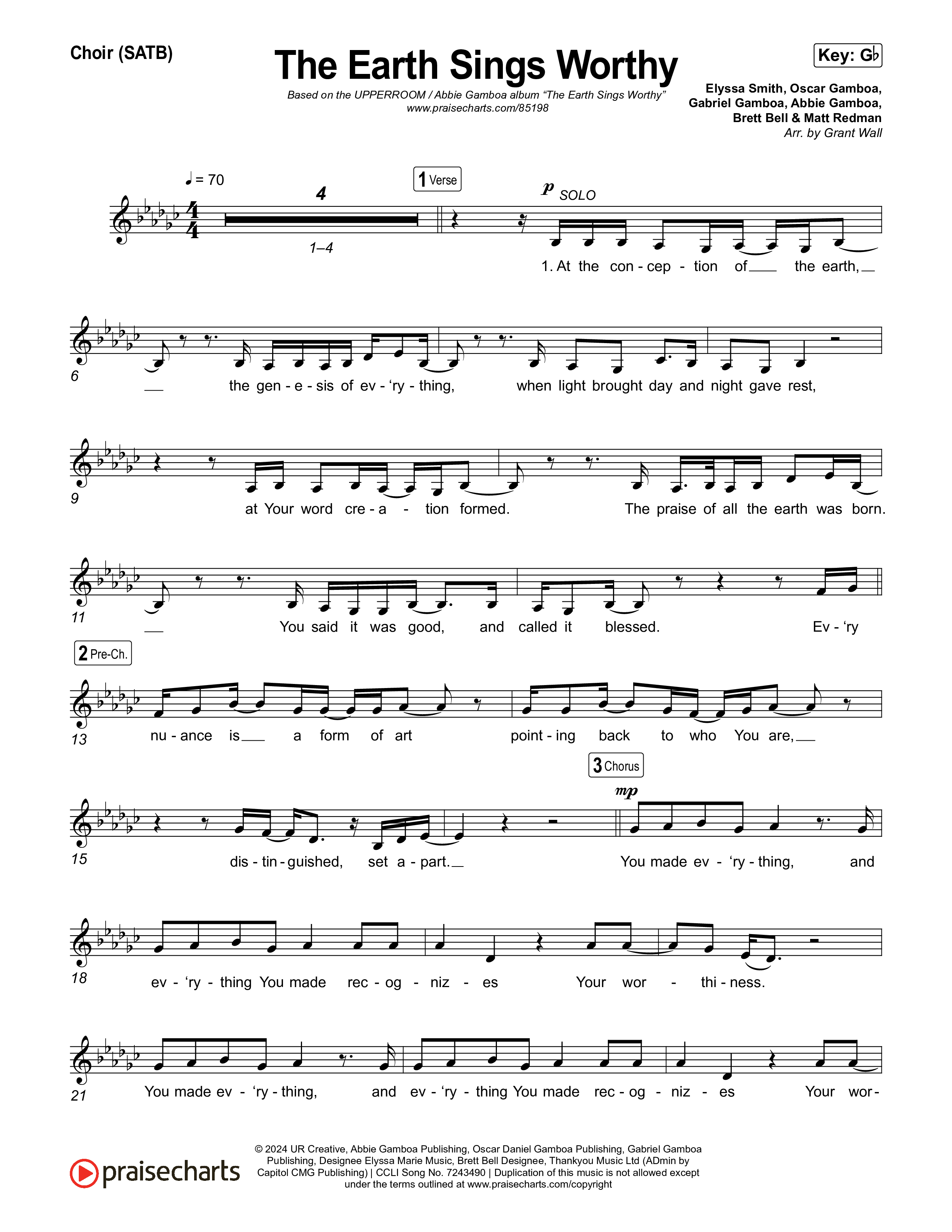 The Earth Sings Worthy Choir Sheet (SATB) (UPPERROOM / Abbie Gamboa)