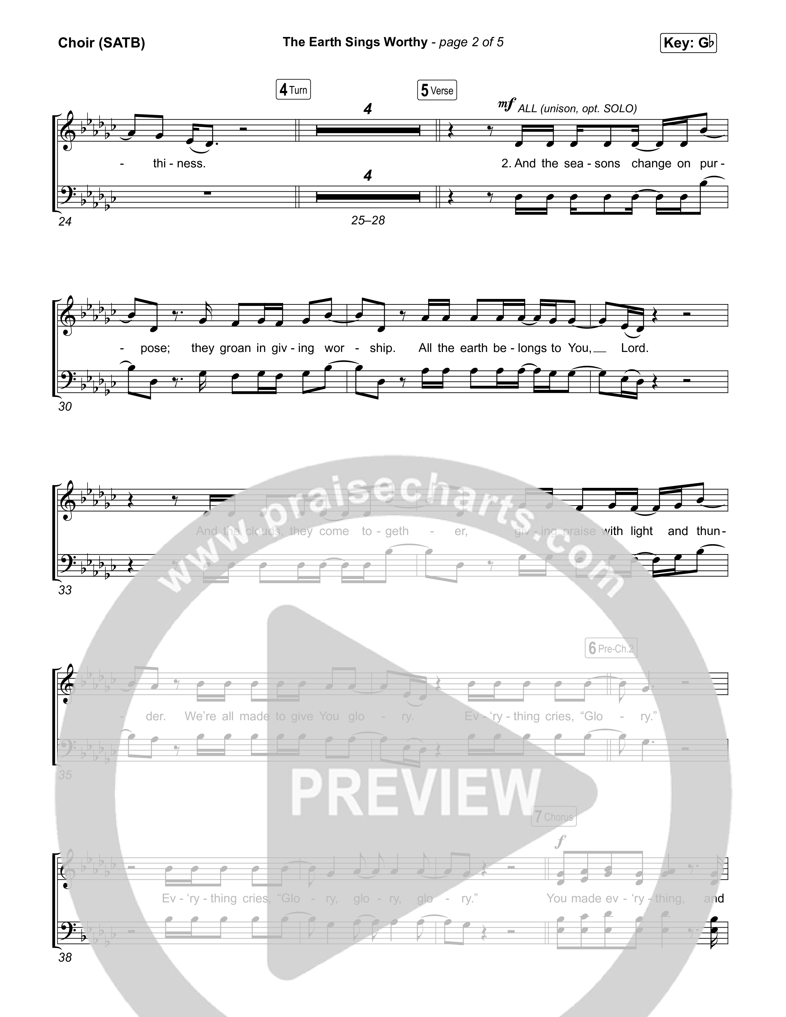 The Earth Sings Worthy Choir Sheet (SATB) (UPPERROOM / Abbie Gamboa)