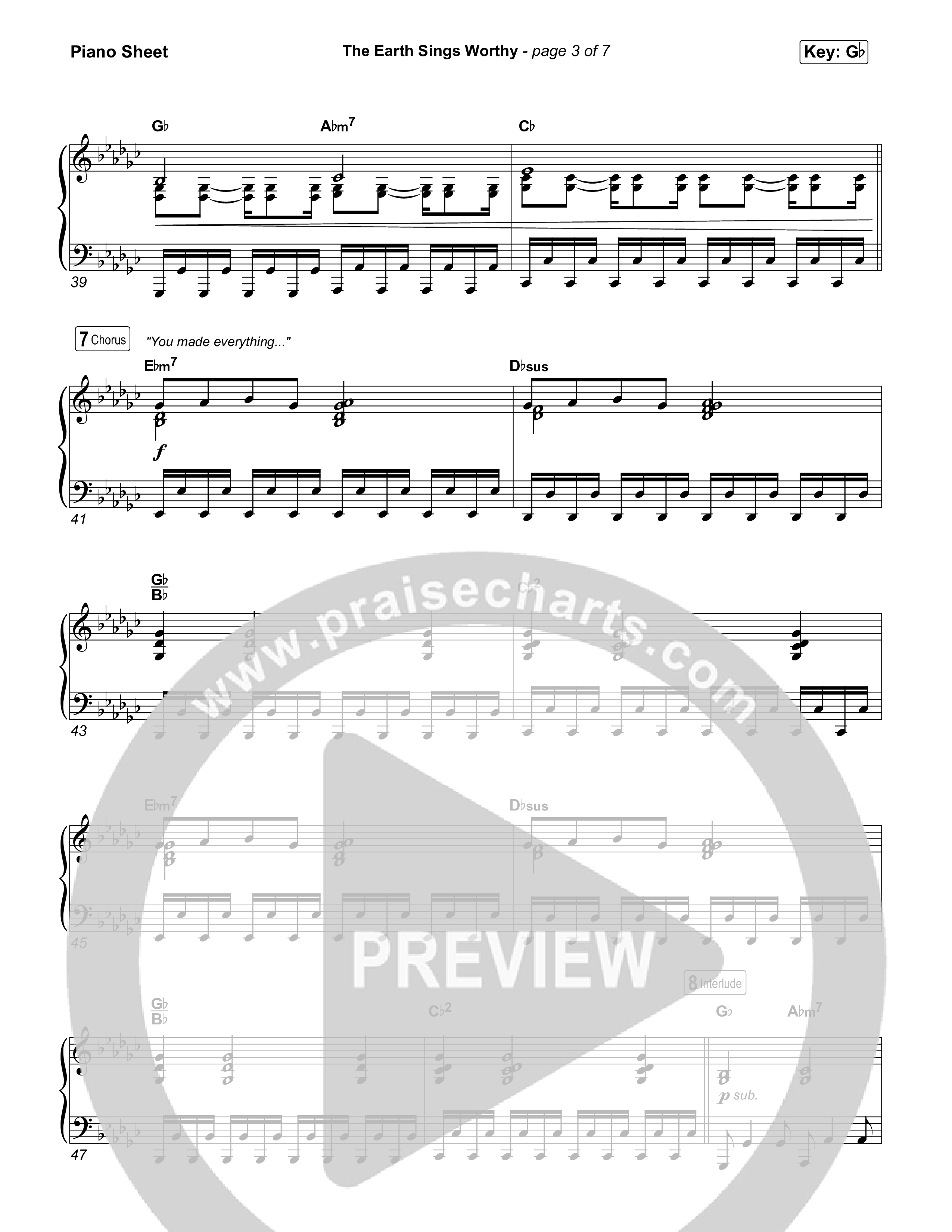 The Earth Sings Worthy Piano Sheet (UPPERROOM / Abbie Gamboa)