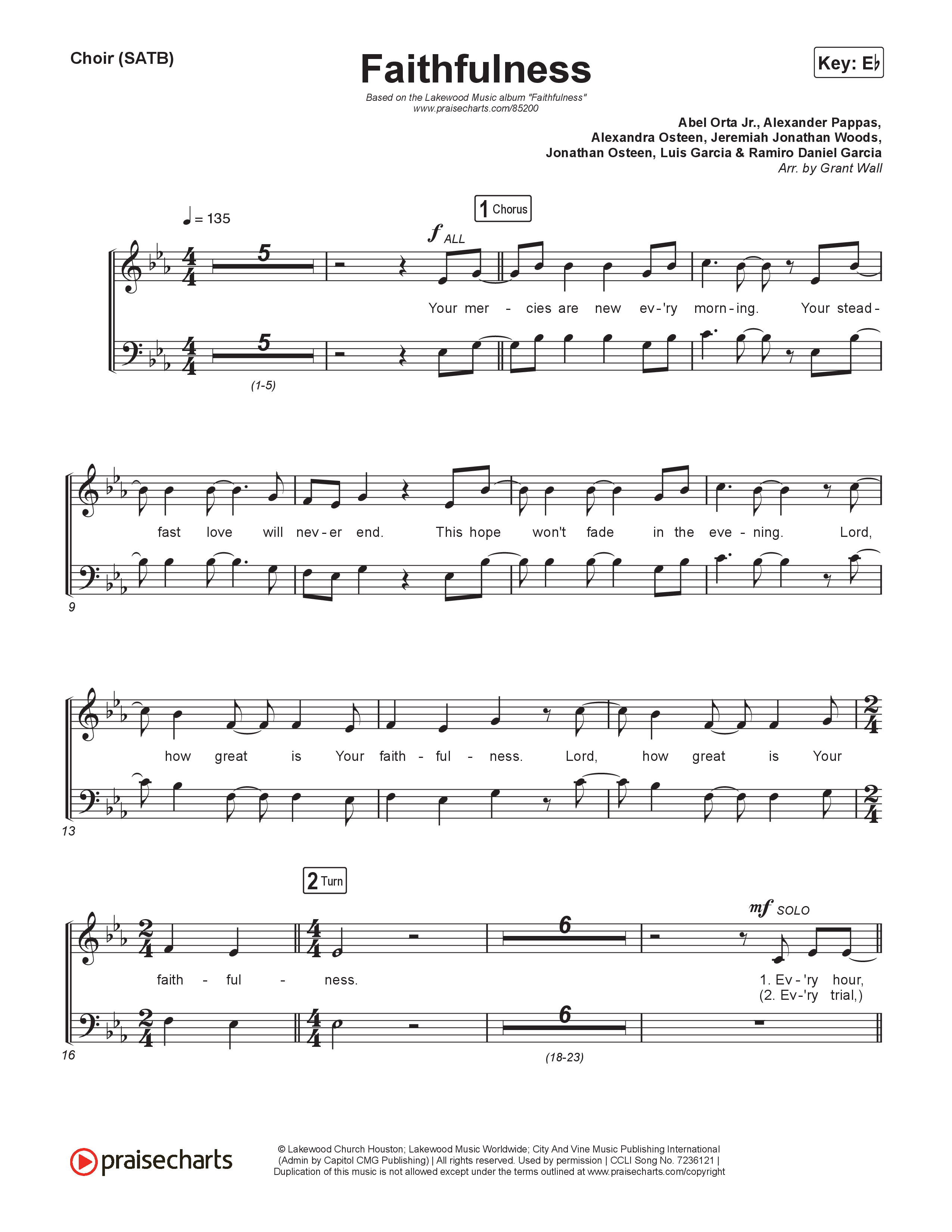 Faithfulness Choir Sheet (SATB) (Lakewood Music)
