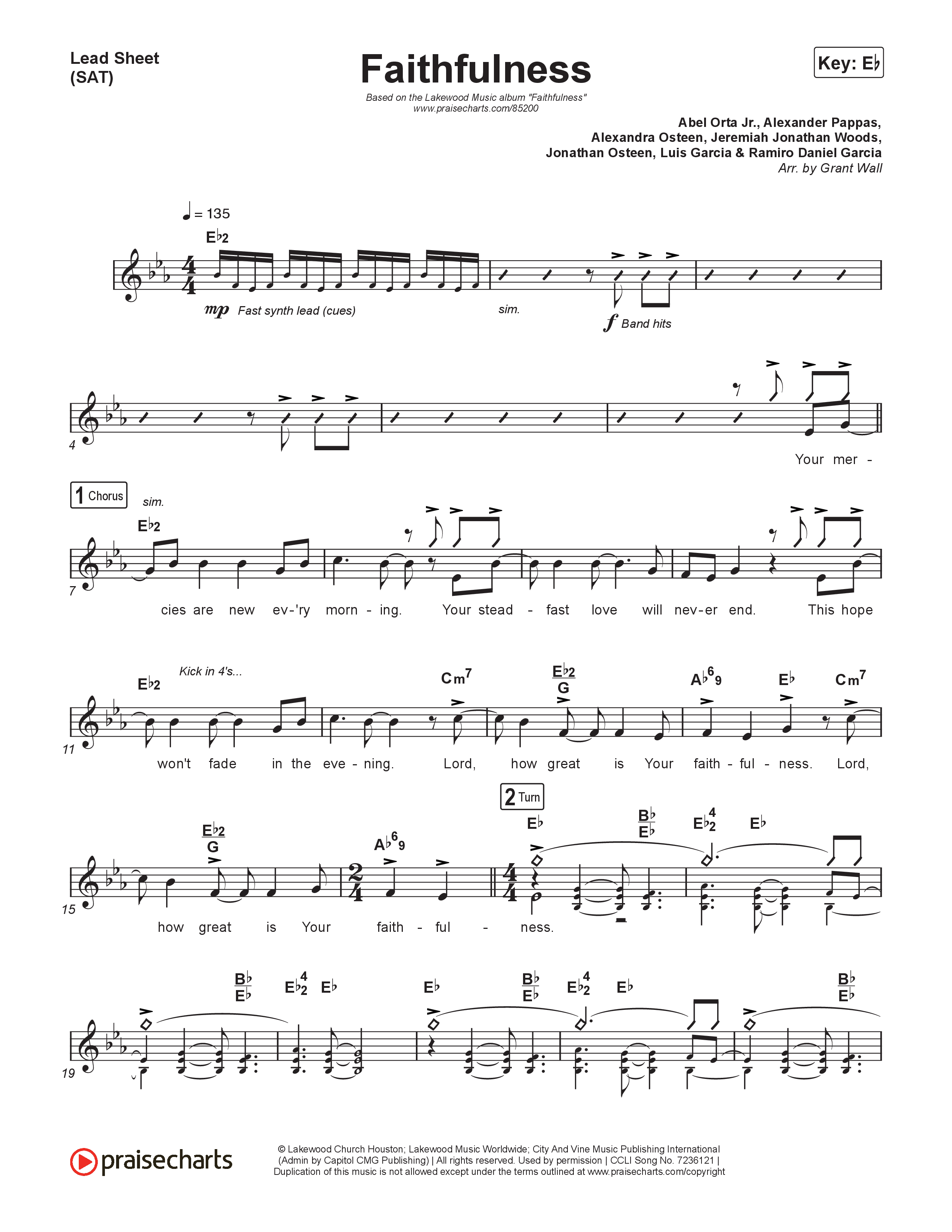 Faithfulness Lead Sheet (SAT) (Lakewood Music)