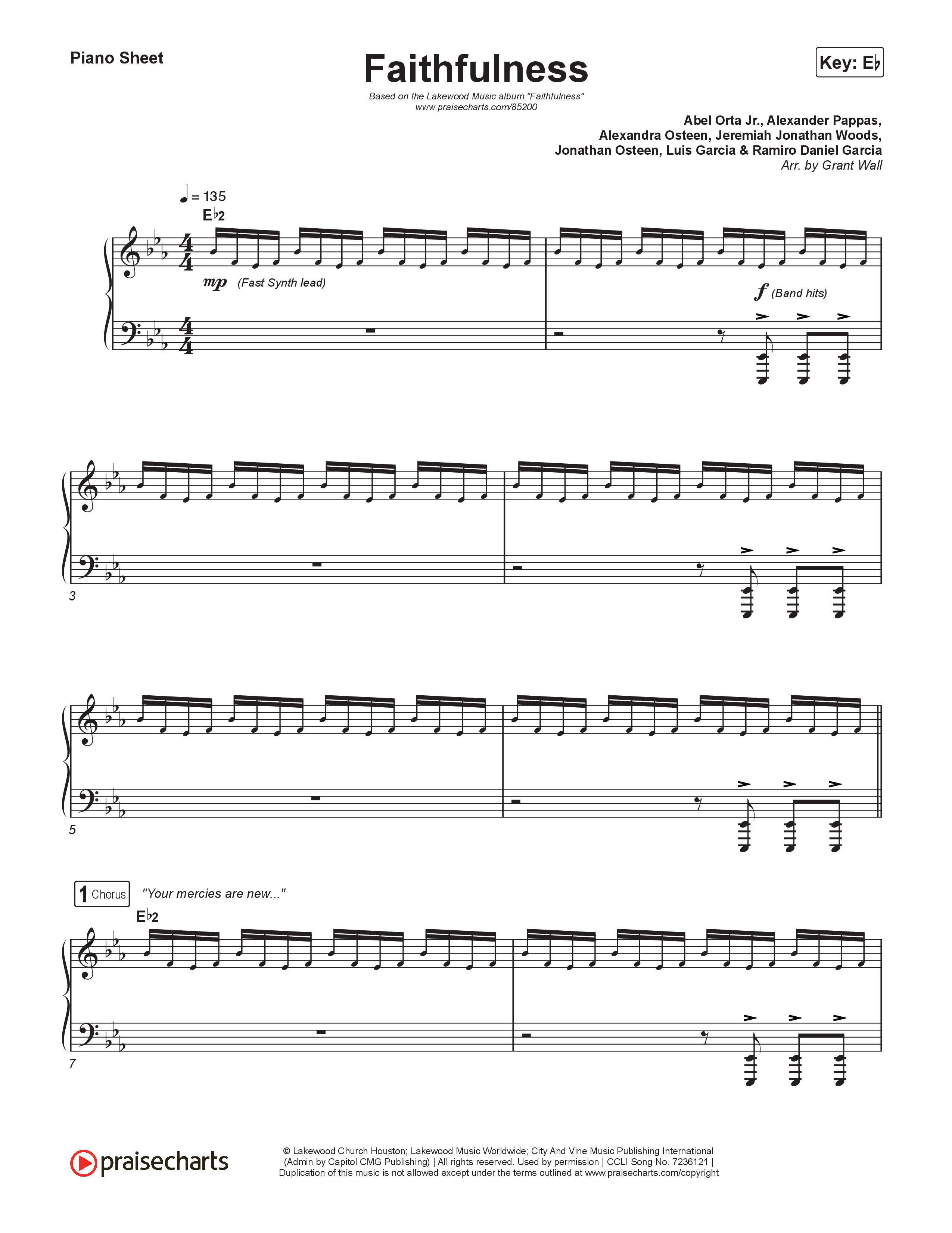 Faithfulness Piano Sheet (Lakewood Music)