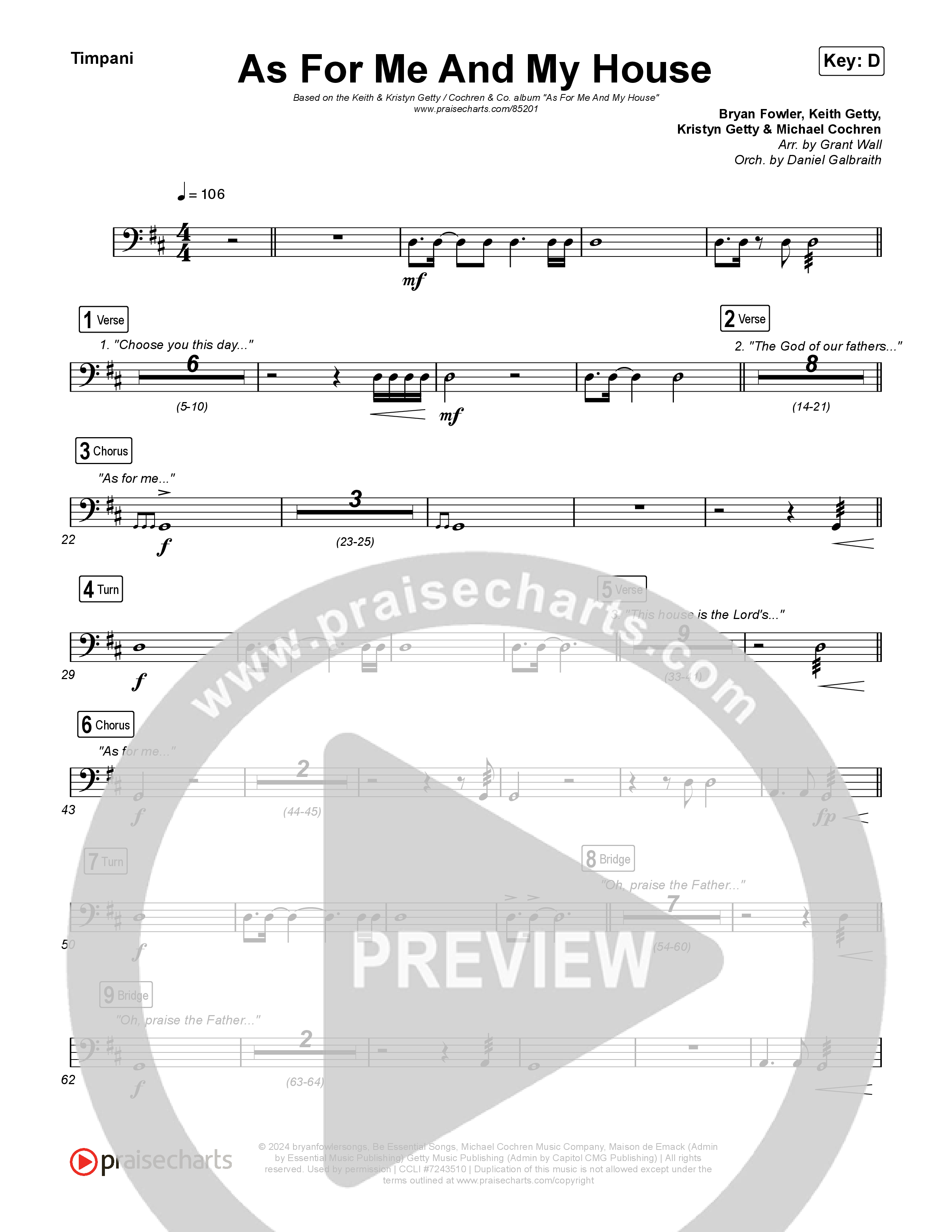 As For Me And My House Timpani (Keith & Kristyn Getty / Cochren & Co)