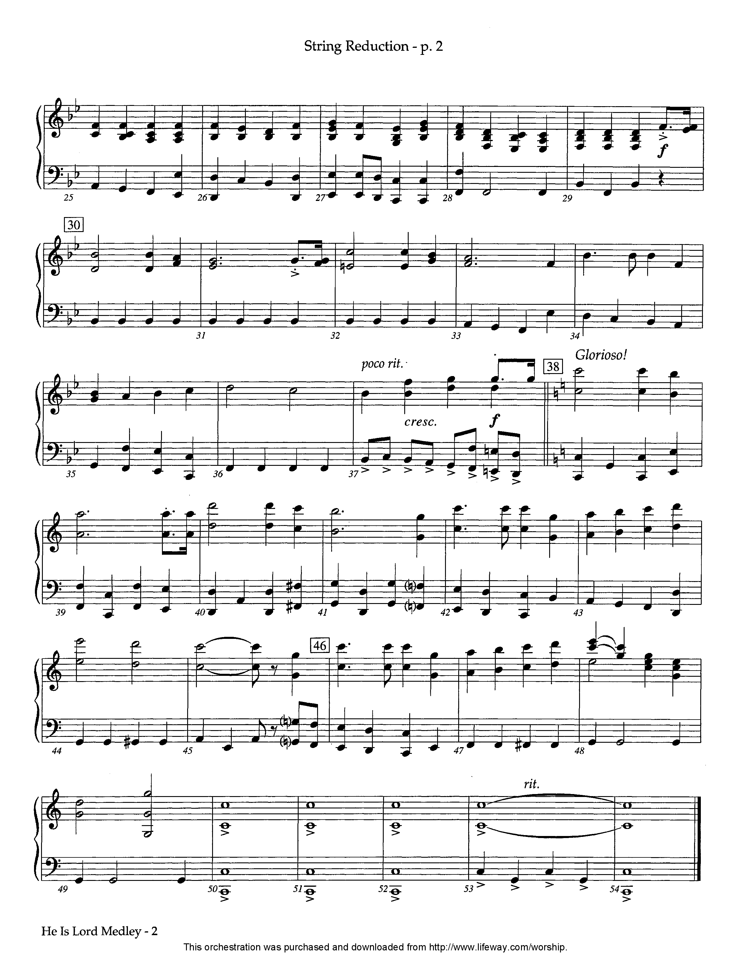 He Is Lord Medley (Instrumental) String Reduction (Lifeway Worship / Arr. David Winkler)