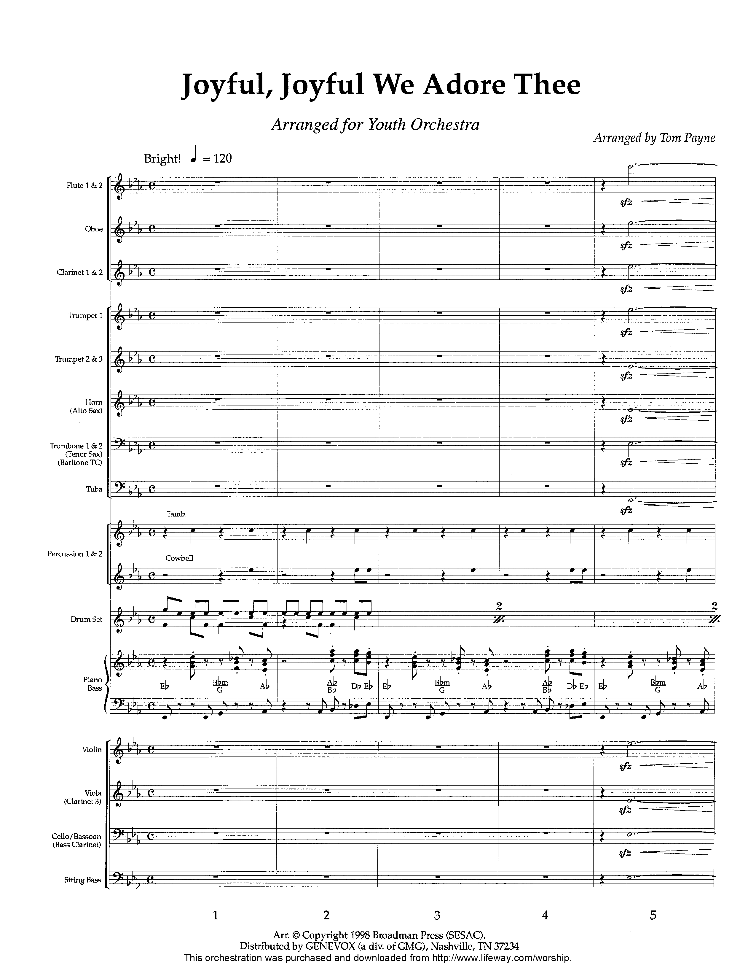 Joyful Joyful We Adore Thee (Instrumental) Orchestration (Lifeway Worship / Arr. Tom Payne)