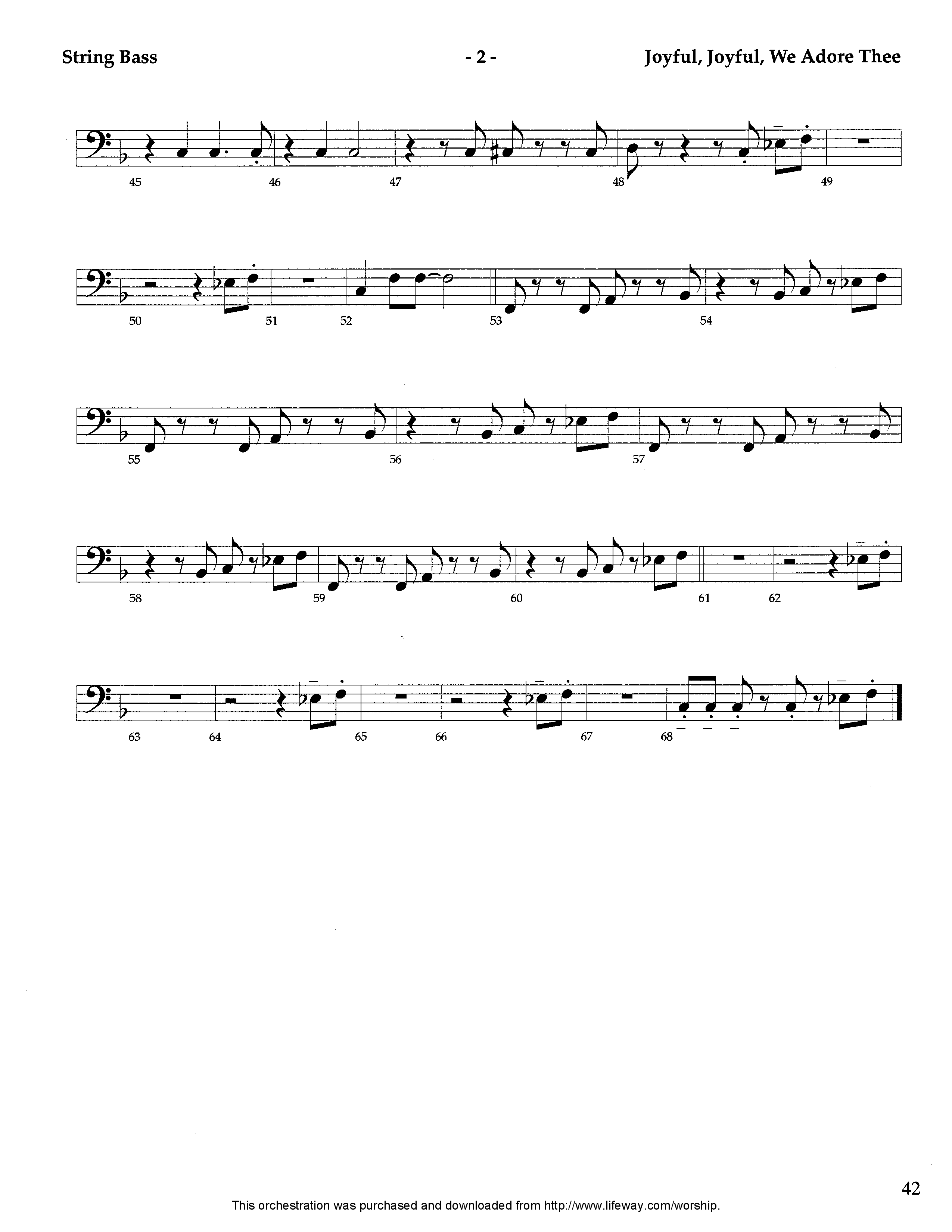 Joyful Joyful We Adore Thee (Instrumental) Double Bass (Lifeway Worship / Arr. Tom Payne)