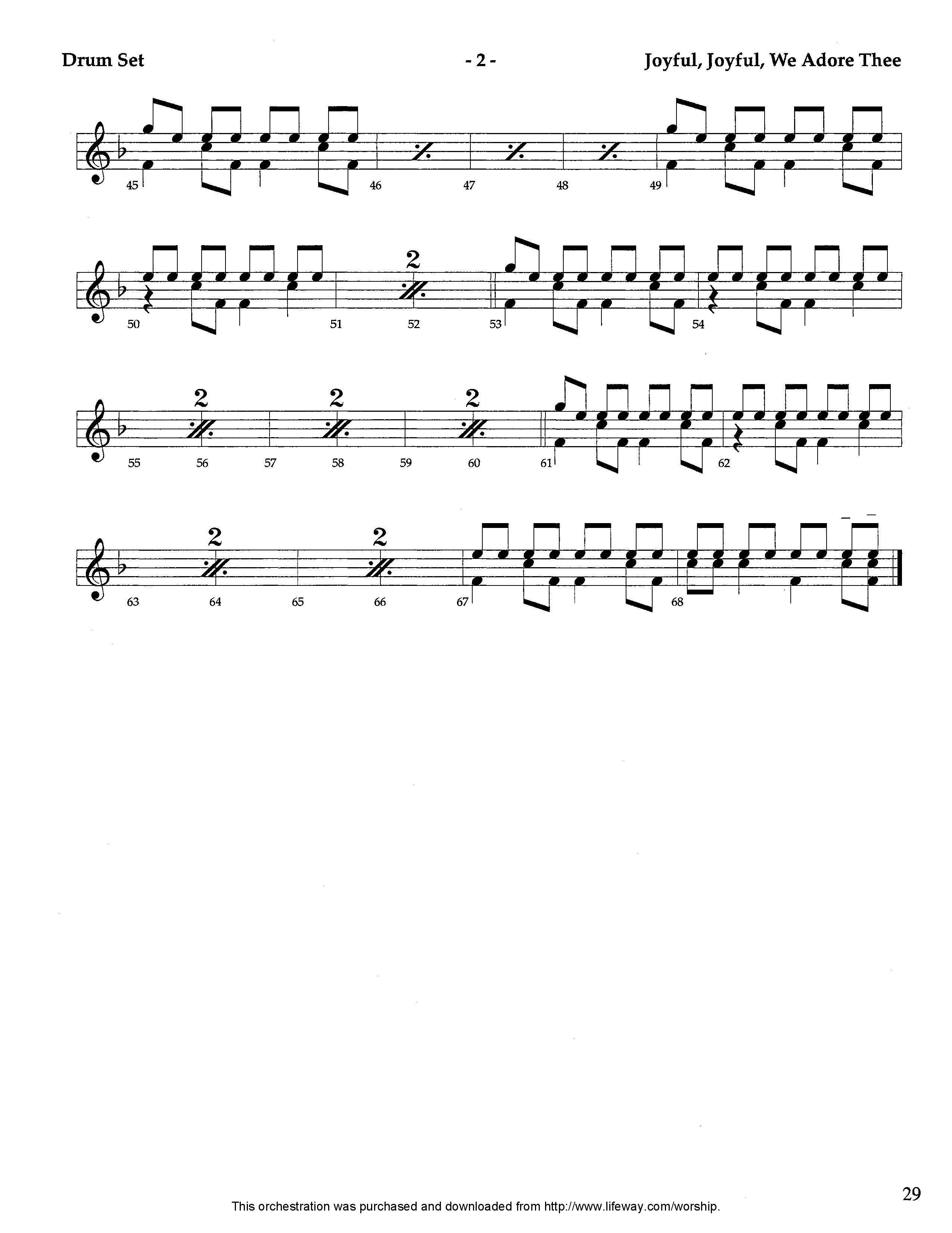 Joyful Joyful We Adore Thee (Instrumental) Drum Set (Lifeway Worship / Arr. Tom Payne)