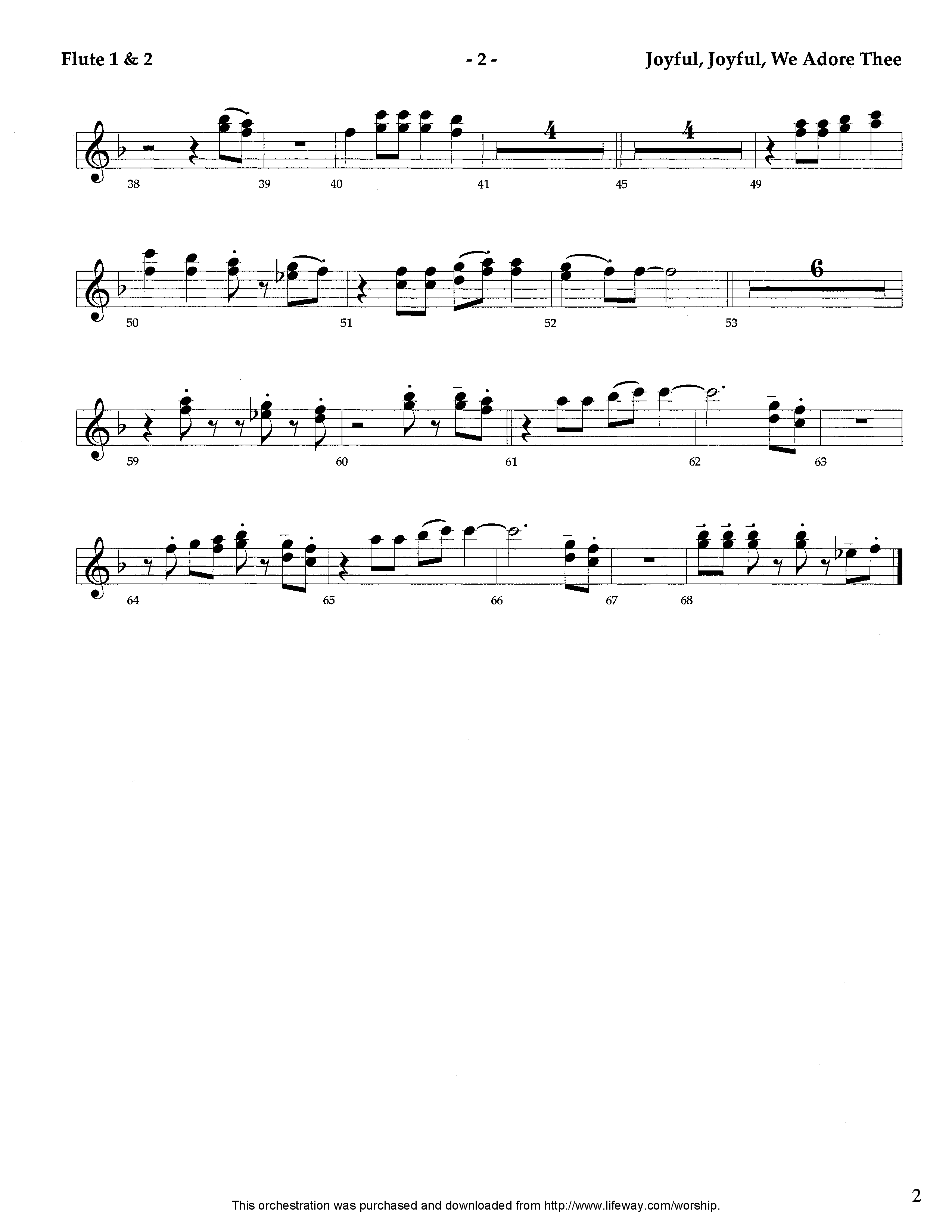 Joyful Joyful We Adore Thee (Instrumental) Flute 1/2 (Lifeway Worship / Arr. Tom Payne)