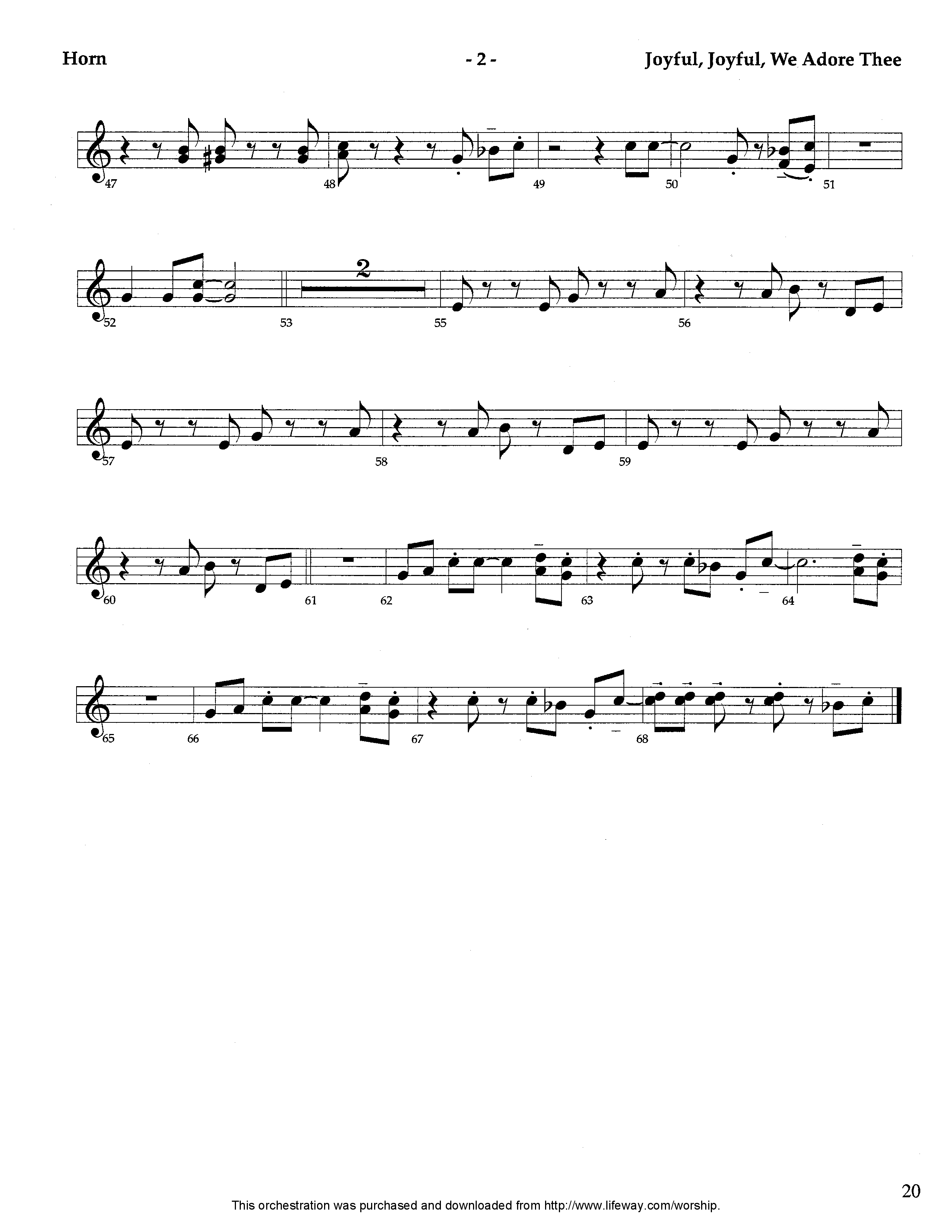 Joyful Joyful We Adore Thee (Instrumental) French Horn (Lifeway Worship / Arr. Tom Payne)