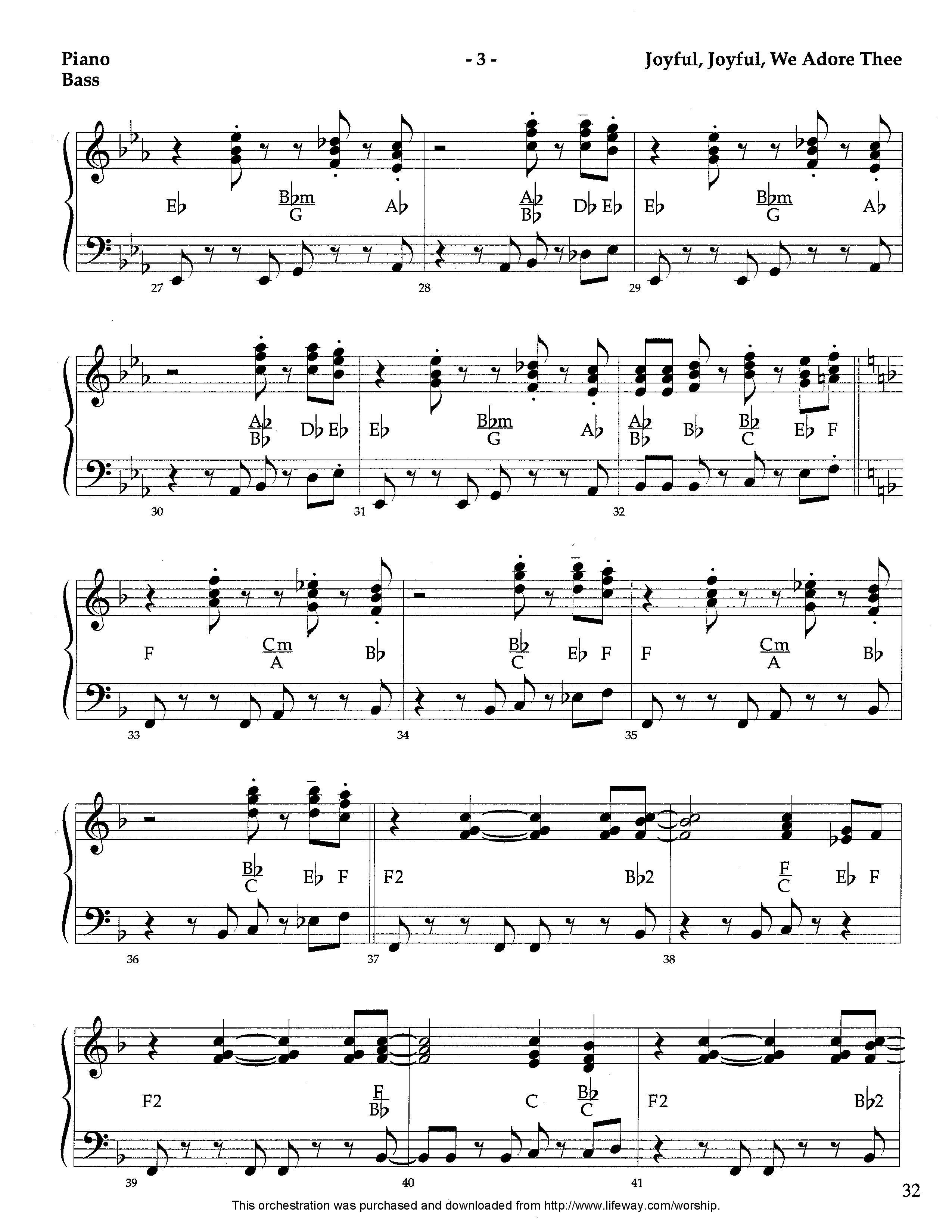 Joyful Joyful We Adore Thee (Instrumental) Piano Sheet (Lifeway Worship / Arr. Tom Payne)