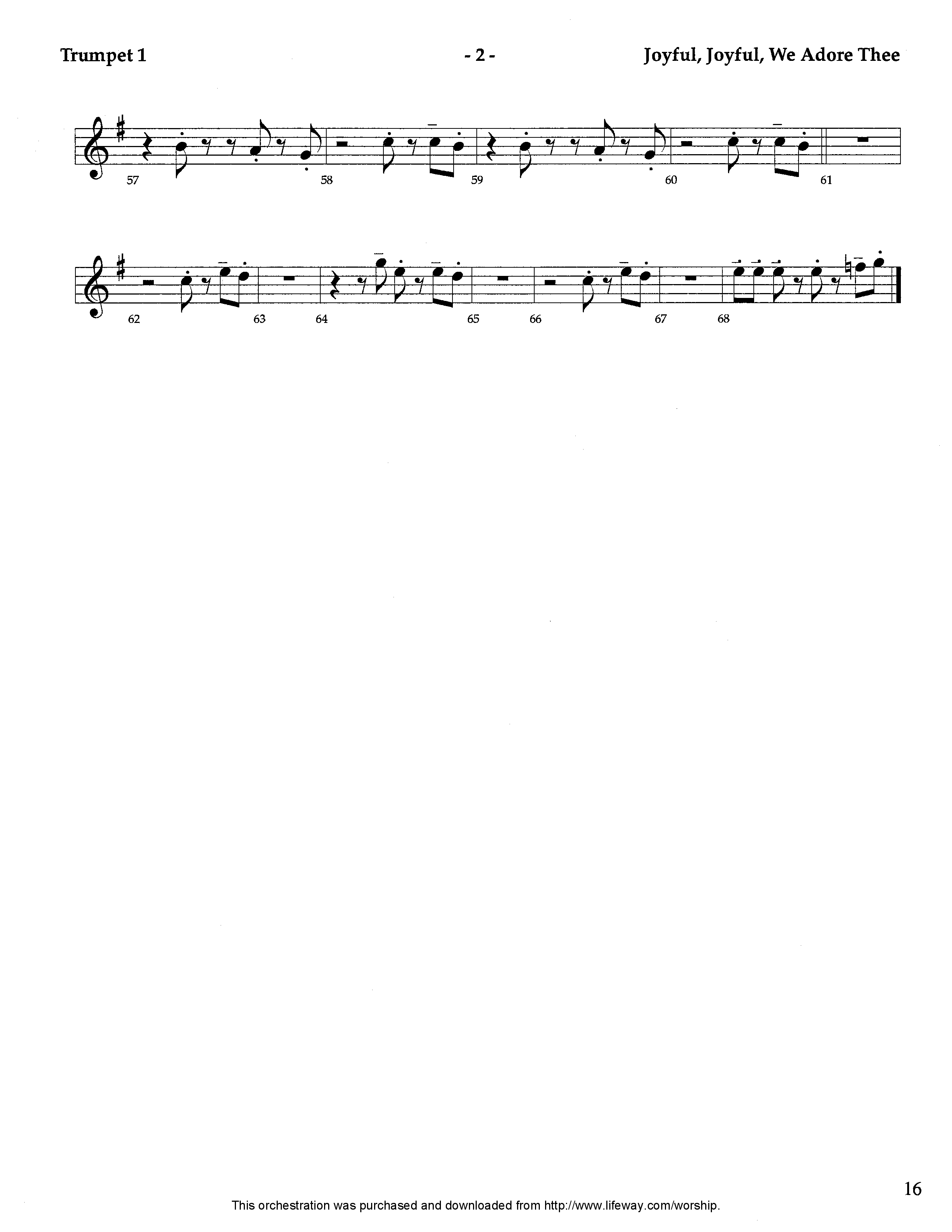 Joyful Joyful We Adore Thee (Instrumental) Trumpet 1 (Lifeway Worship / Arr. Tom Payne)