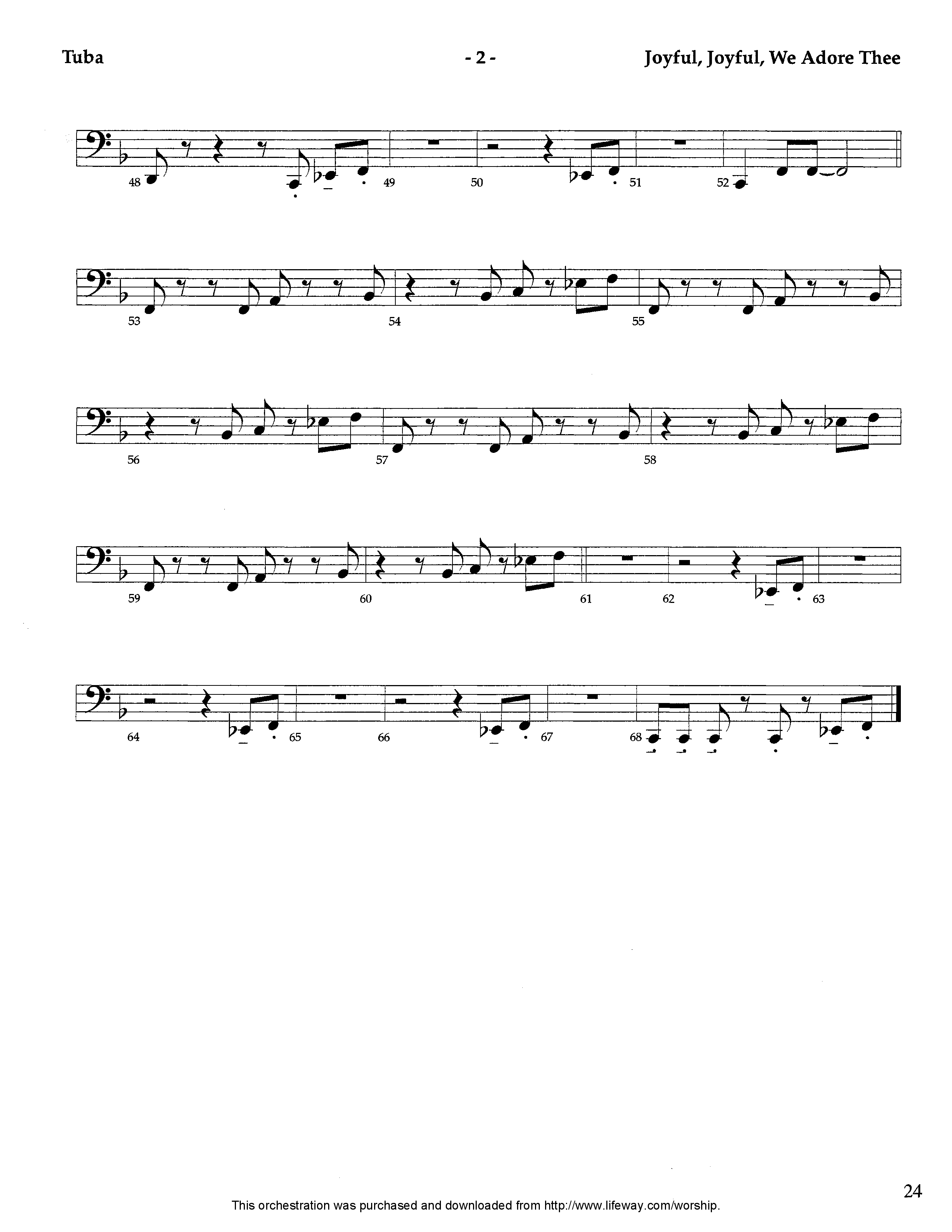 Joyful Joyful We Adore Thee (Instrumental) Tuba (Lifeway Worship / Arr. Tom Payne)