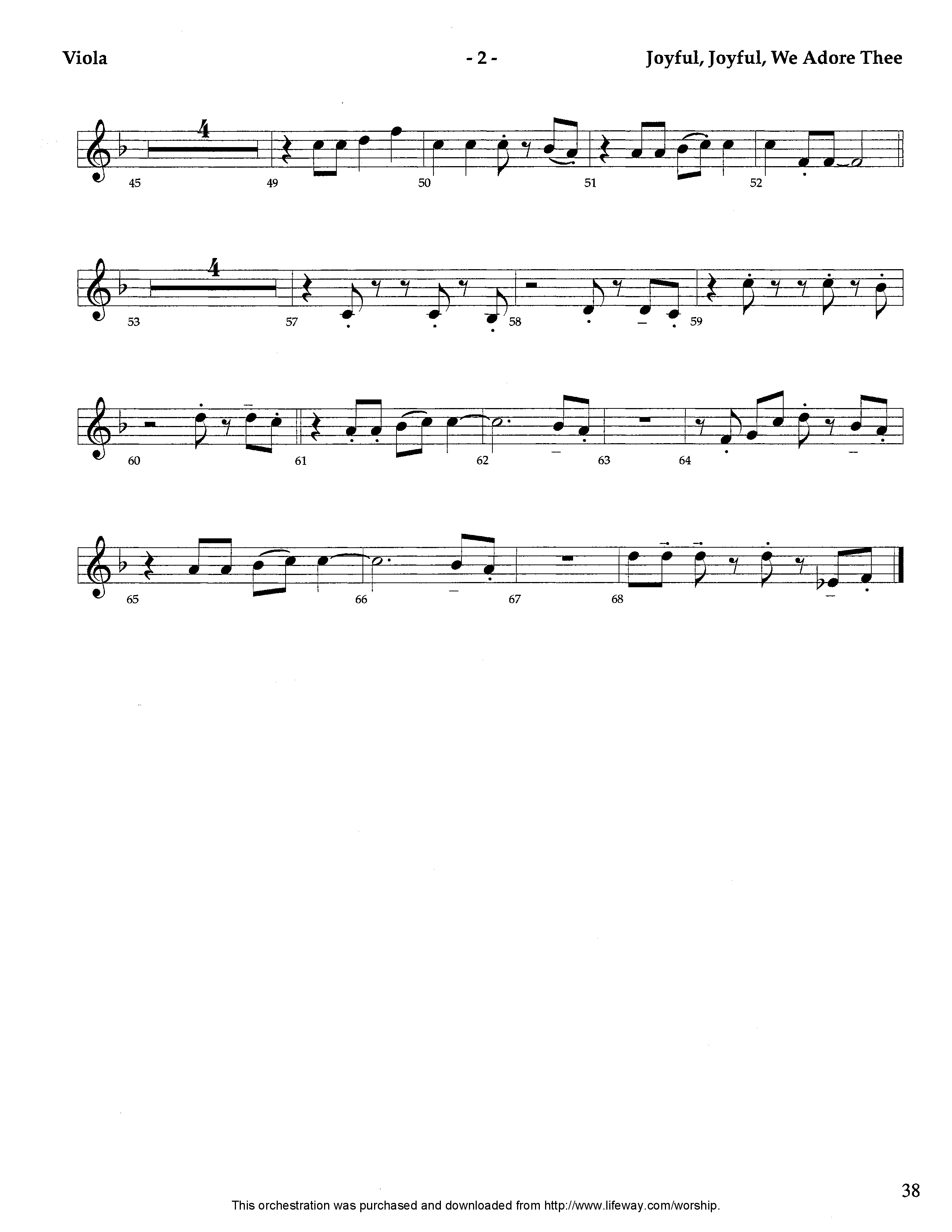 Joyful Joyful We Adore Thee (Instrumental) Viola (Lifeway Worship / Arr. Tom Payne)