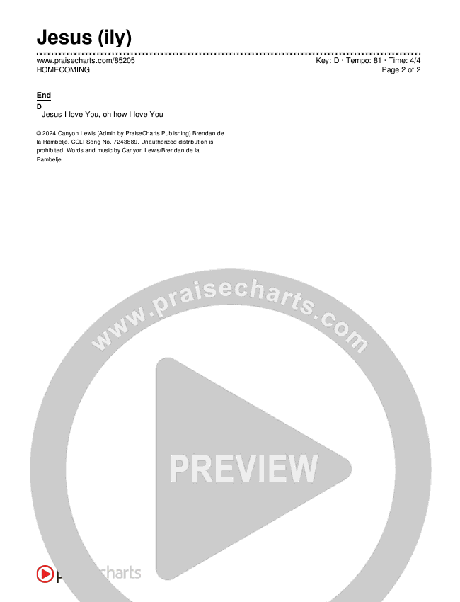 Jesus (ily) Chord Chart (HOMECOMING)