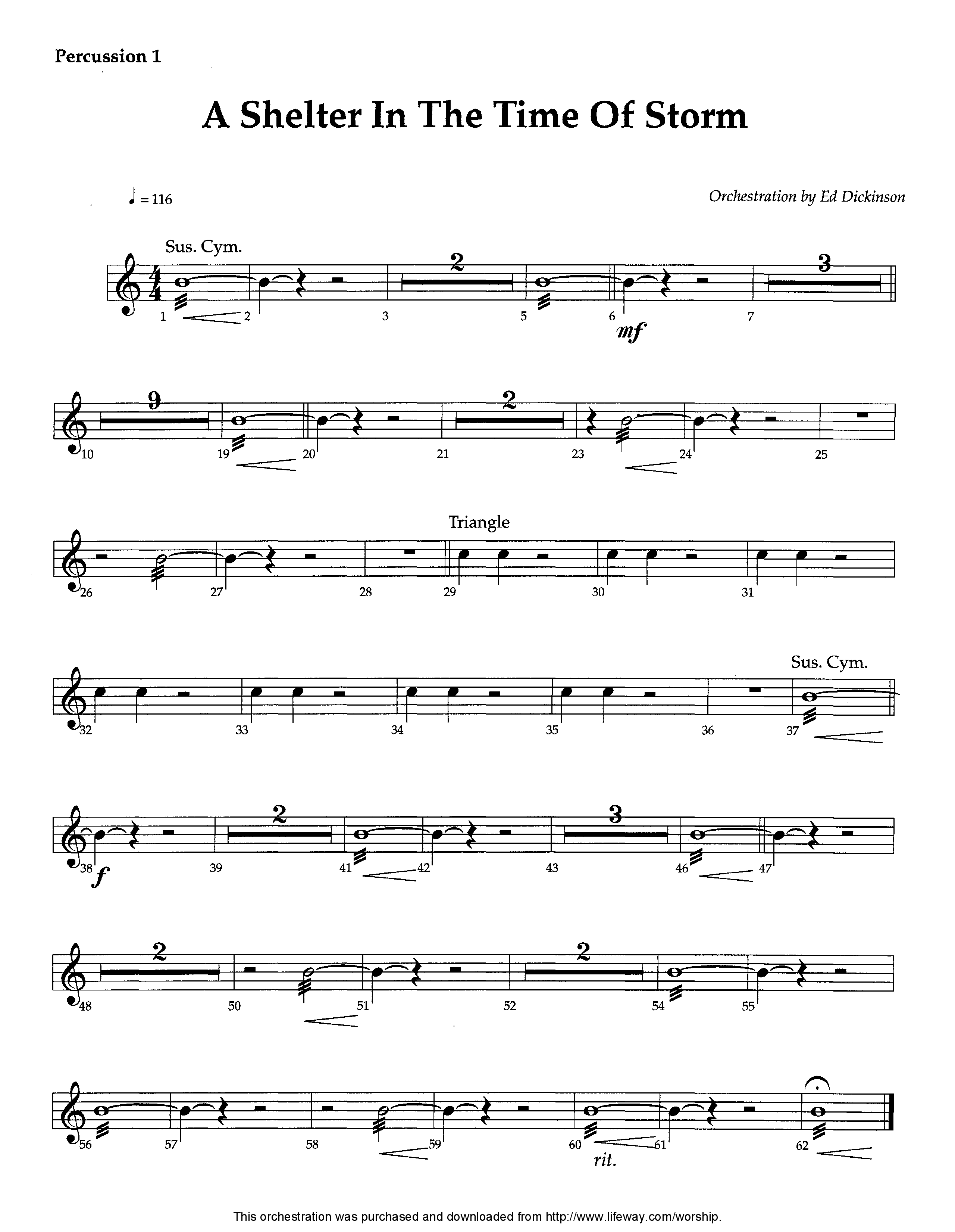 A Shelter In The Time Of Storm (Instrumental) Percussion 1/2 (Lifeway Worship / Arr. Ed Dickinson)