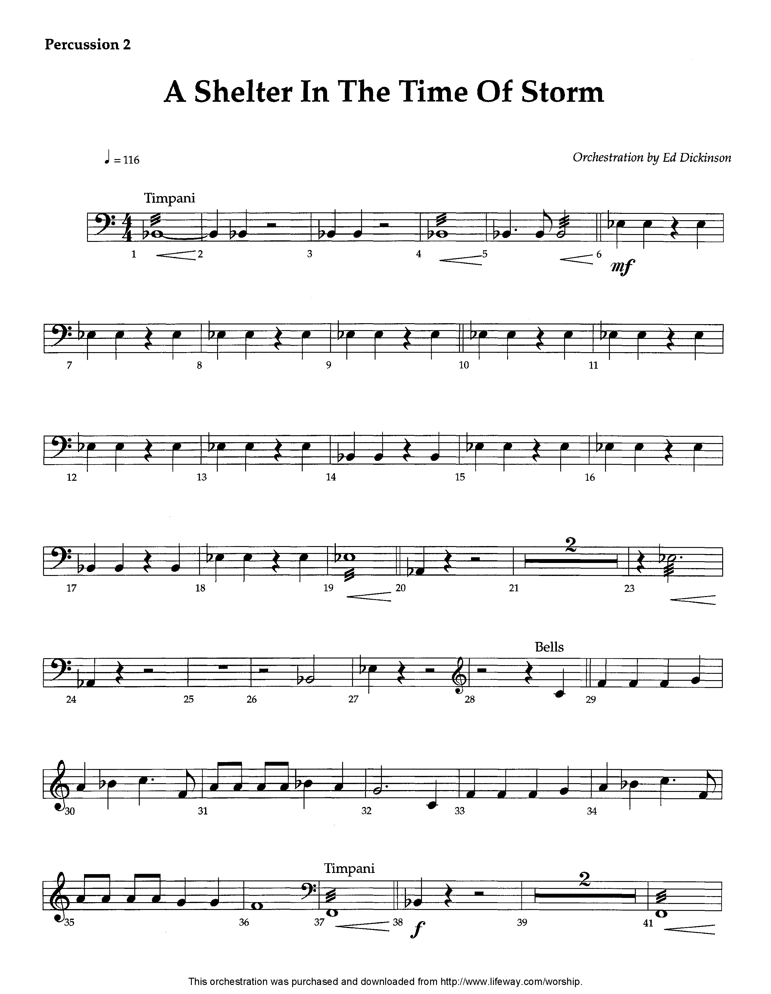 A Shelter In The Time Of Storm (Instrumental) Percussion 1/2 (Lifeway Worship / Arr. Ed Dickinson)