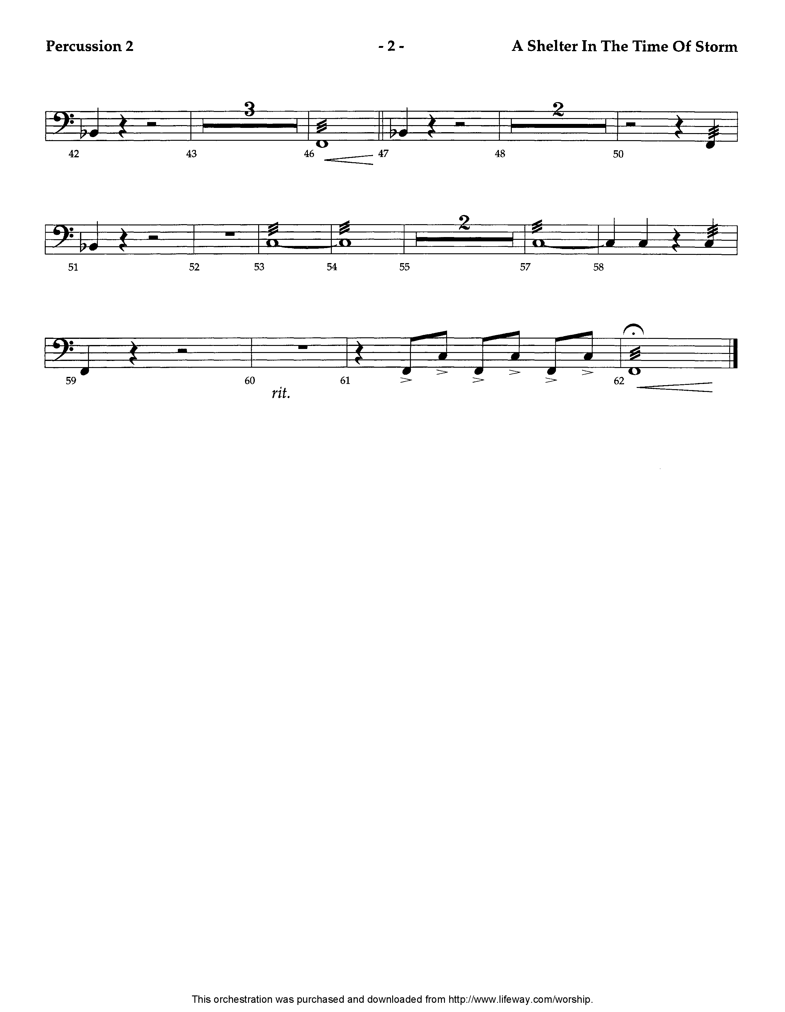 A Shelter In The Time Of Storm (Instrumental) Percussion 1/2 (Lifeway Worship / Arr. Ed Dickinson)