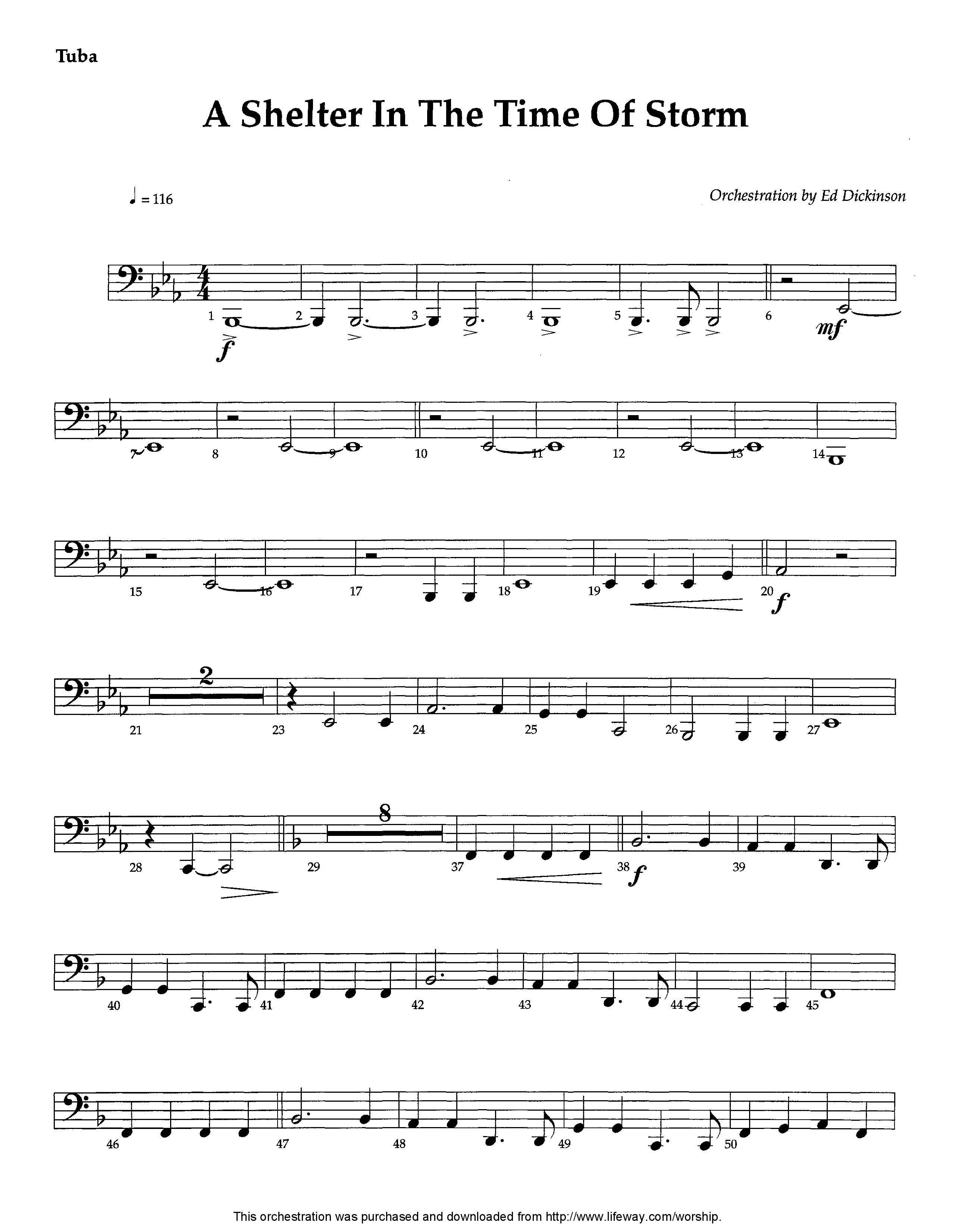 A Shelter In The Time Of Storm (Instrumental) Tuba (Lifeway Worship / Arr. Ed Dickinson)