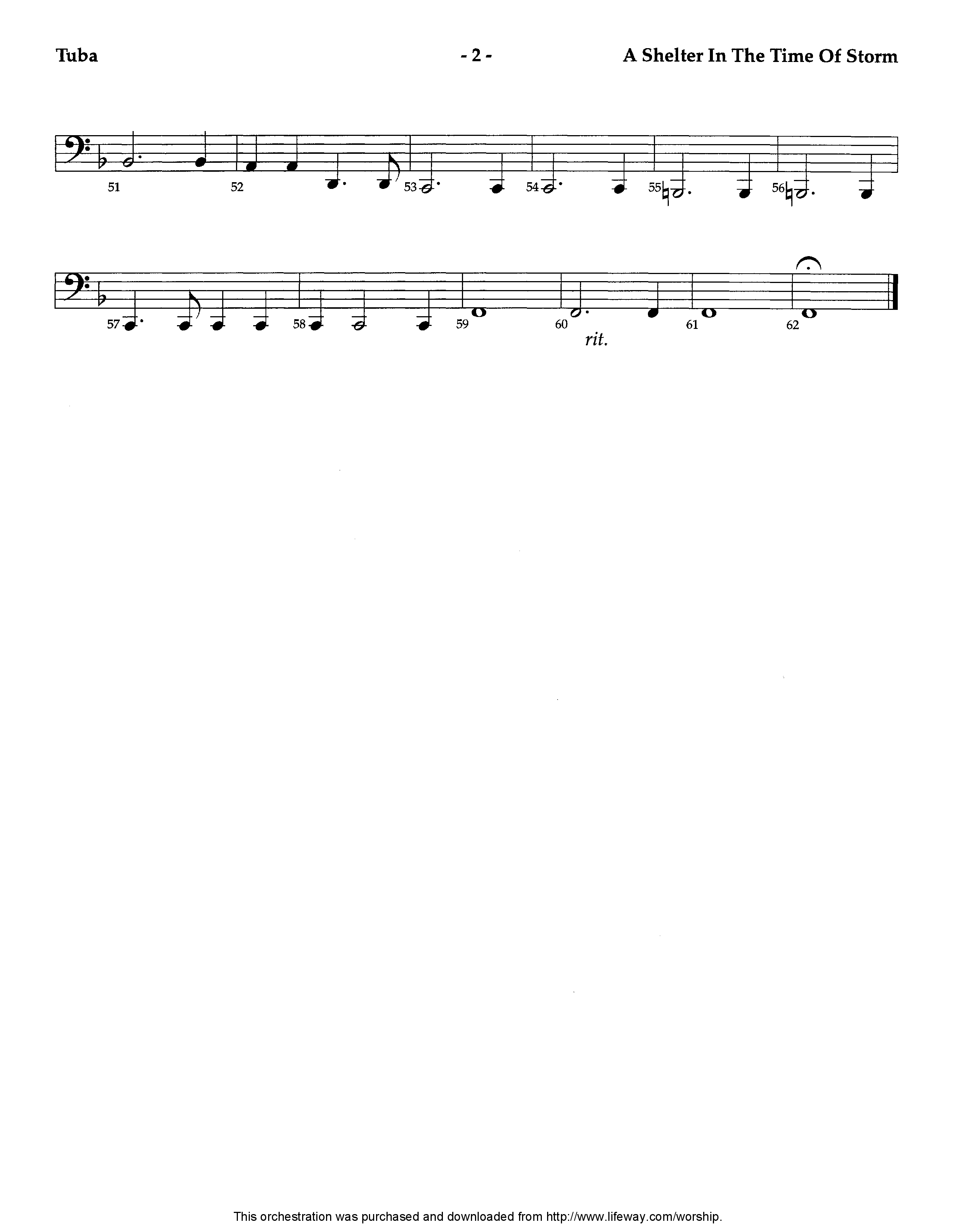 A Shelter In The Time Of Storm (Instrumental) Tuba (Lifeway Worship / Arr. Ed Dickinson)