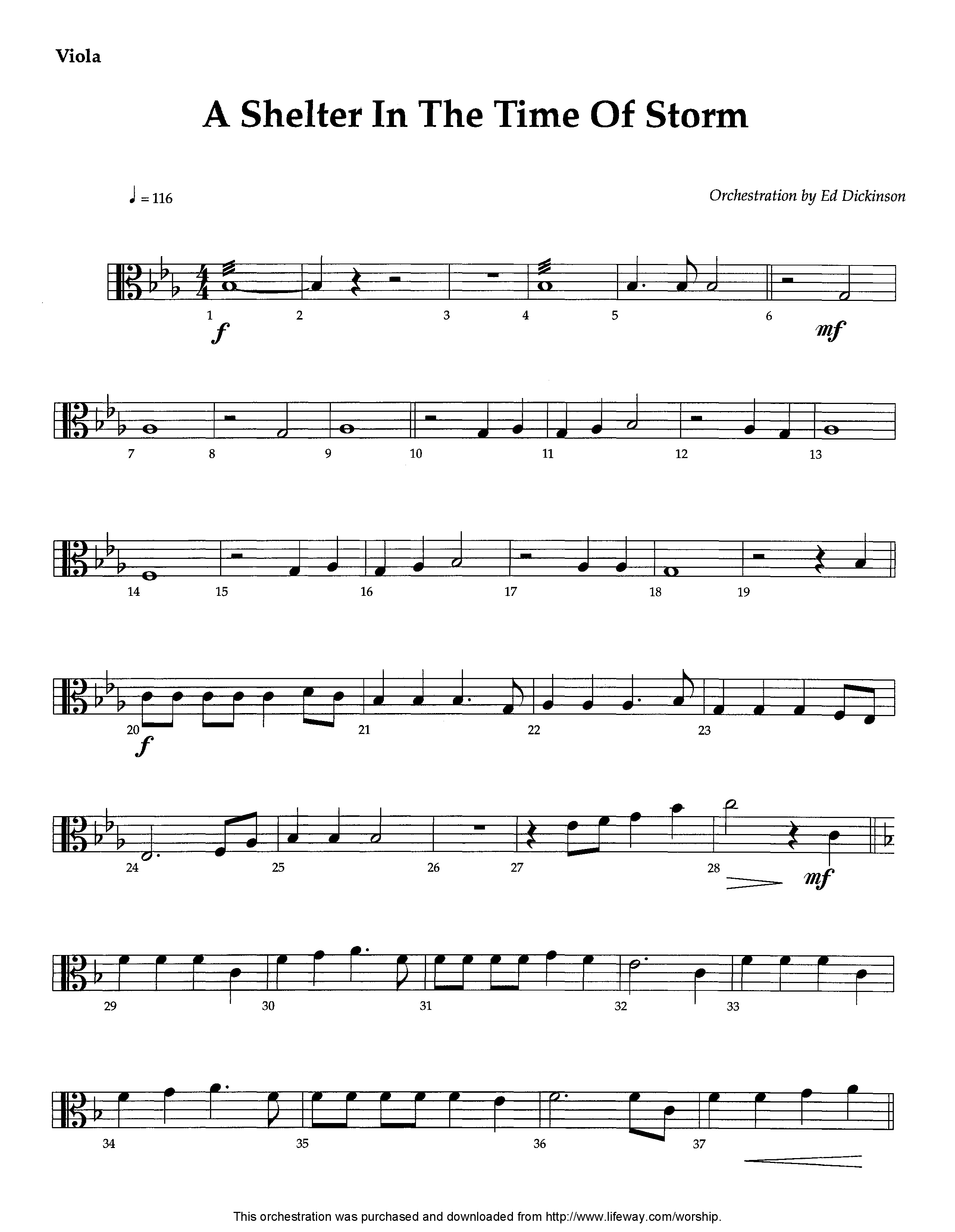 A Shelter In The Time Of Storm (Instrumental) Viola (Lifeway Worship / Arr. Ed Dickinson)