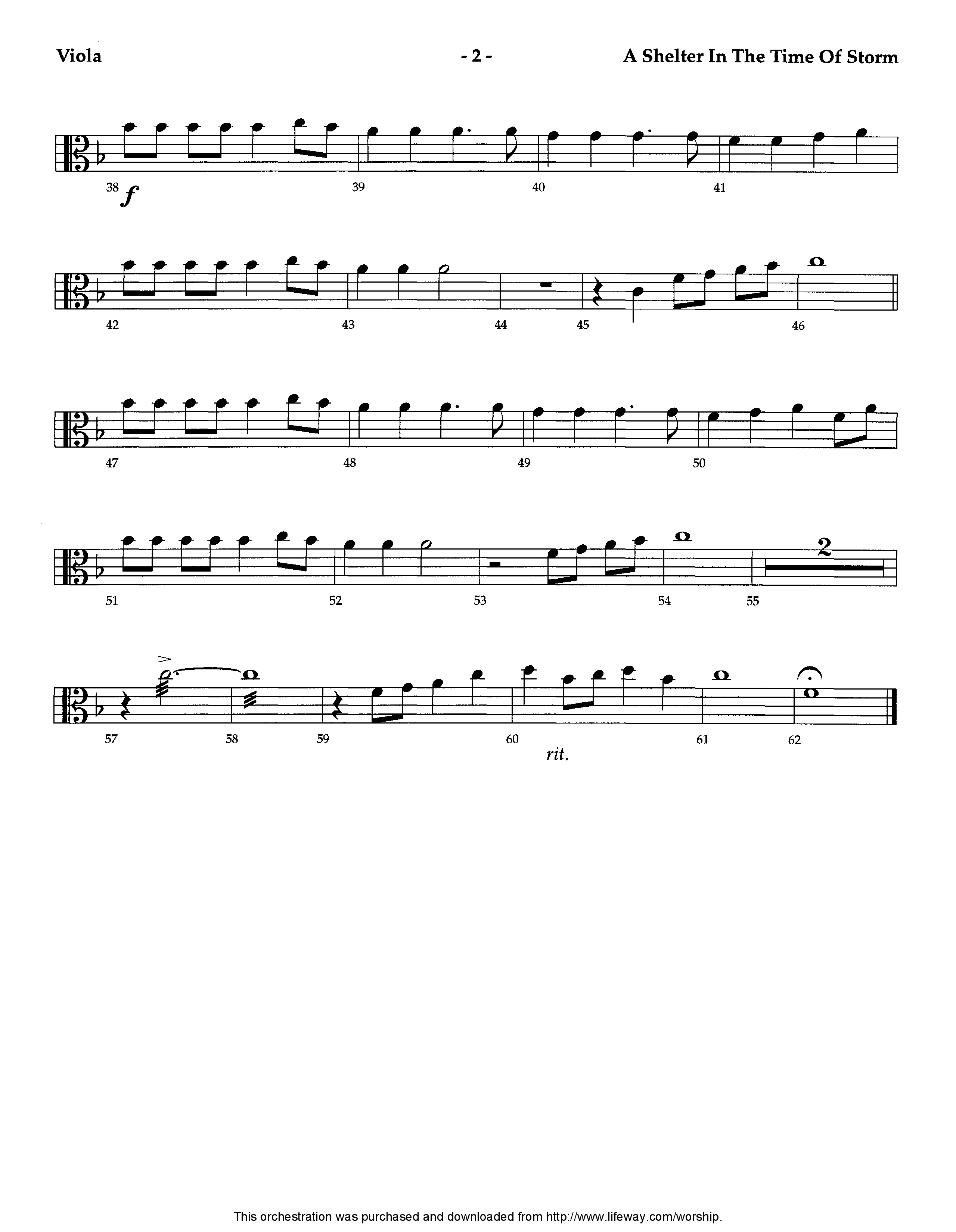 A Shelter In The Time Of Storm (Instrumental) Viola (Lifeway Worship / Arr. Ed Dickinson)