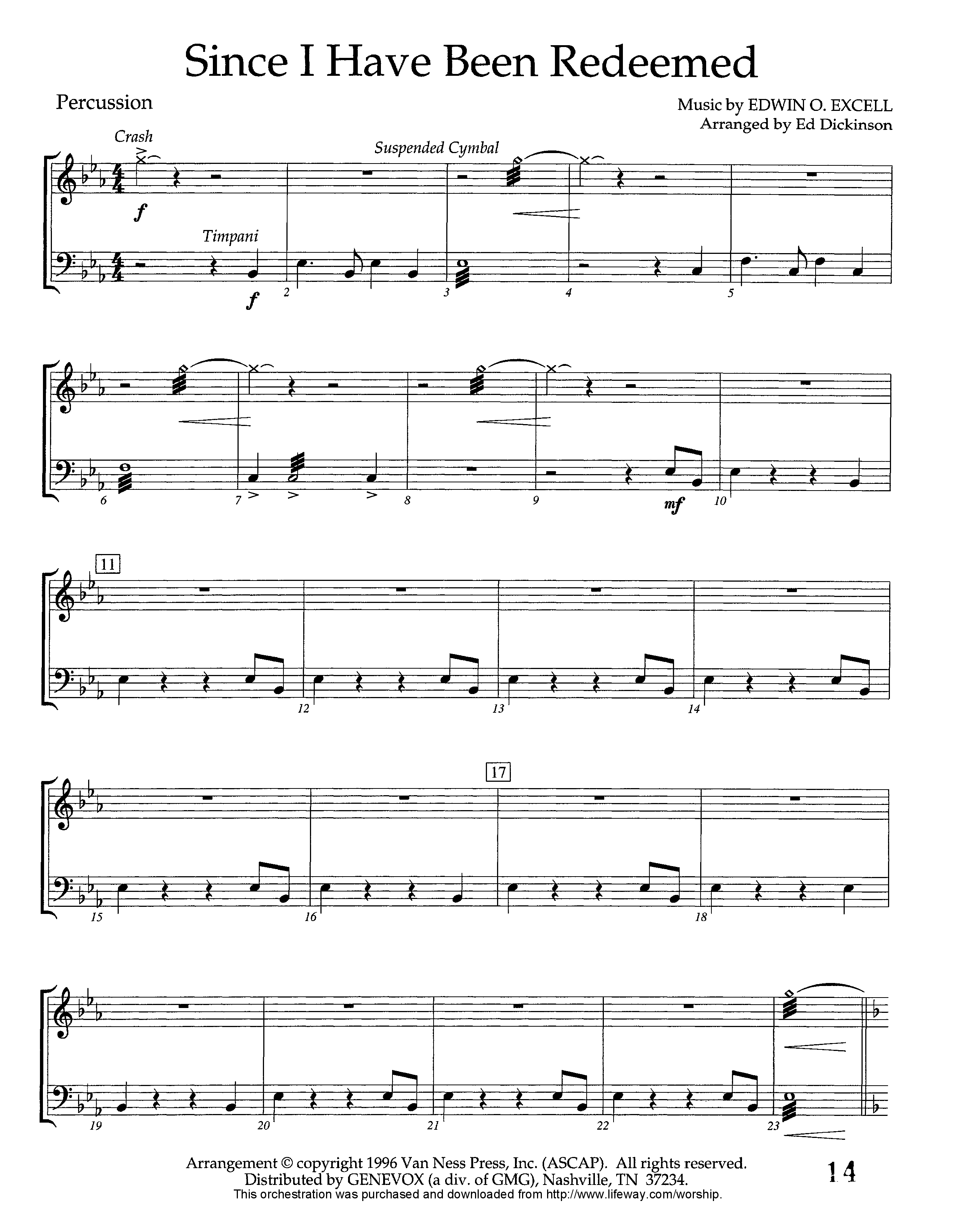 Since I Have Been Redeemed (Instrumental) Percussion (Lifeway Worship / Arr. Ed Dickinson)