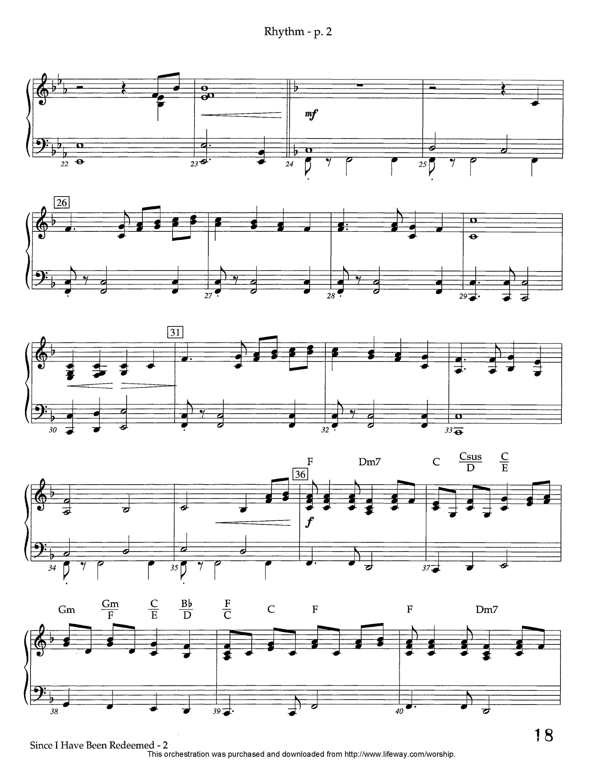 Since I Have Been Redeemed (Instrumental) Rhythm Chart (Lifeway Worship / Arr. Ed Dickinson)