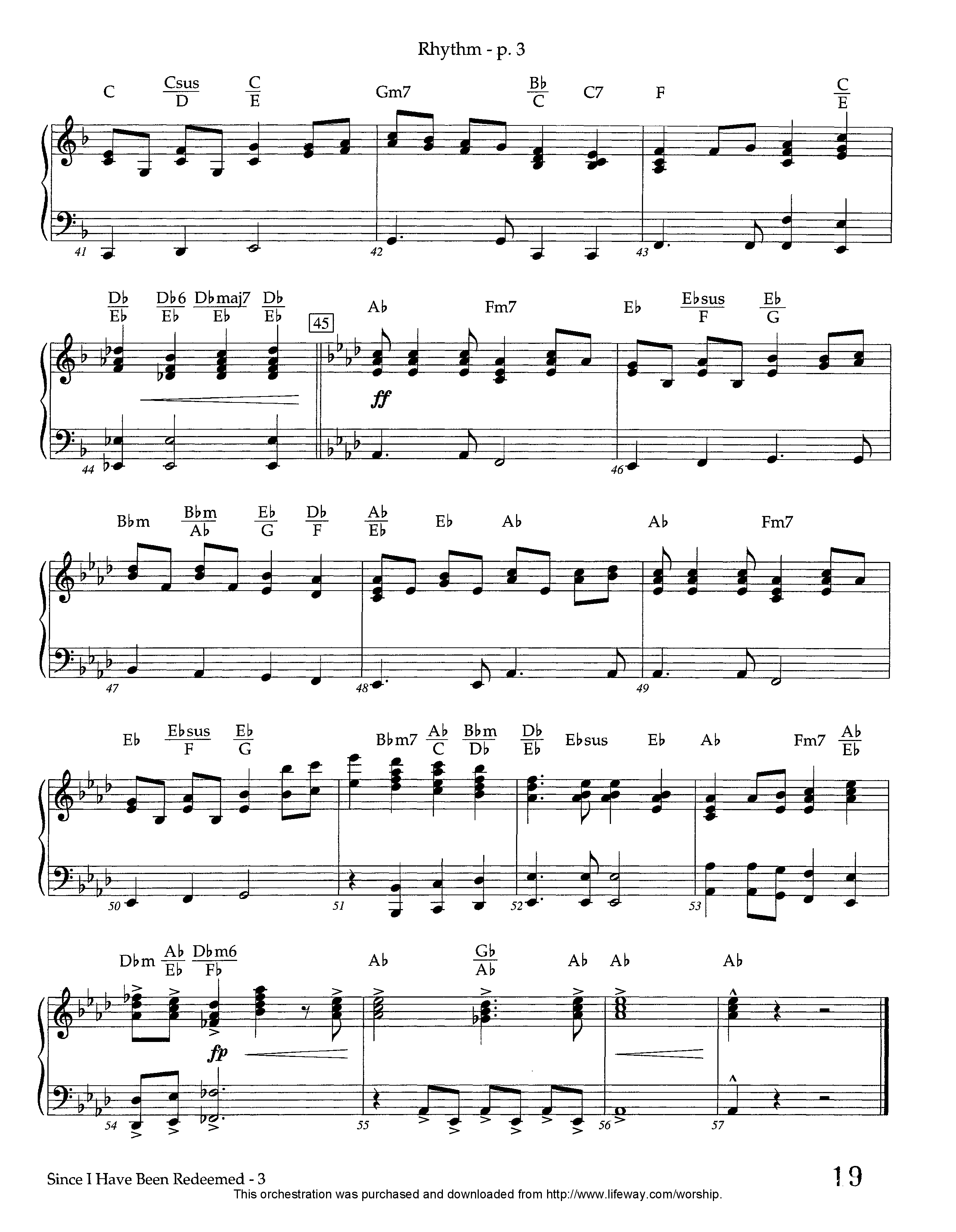 Since I Have Been Redeemed (Instrumental) Rhythm Chart (Lifeway Worship / Arr. Ed Dickinson)