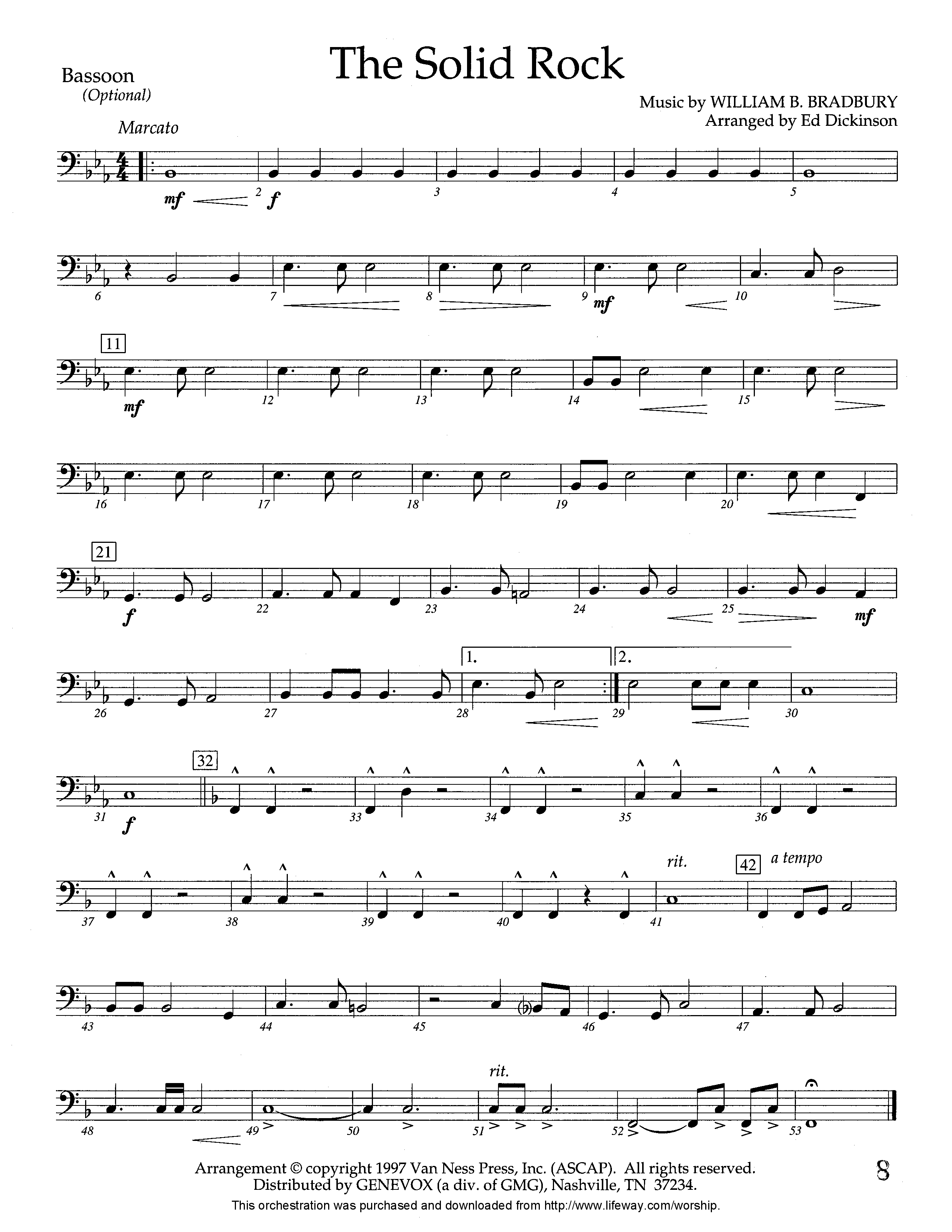 The Solid Rock (Instrumental) Bassoon (Lifeway Worship / Arr. Ed Dickinson)