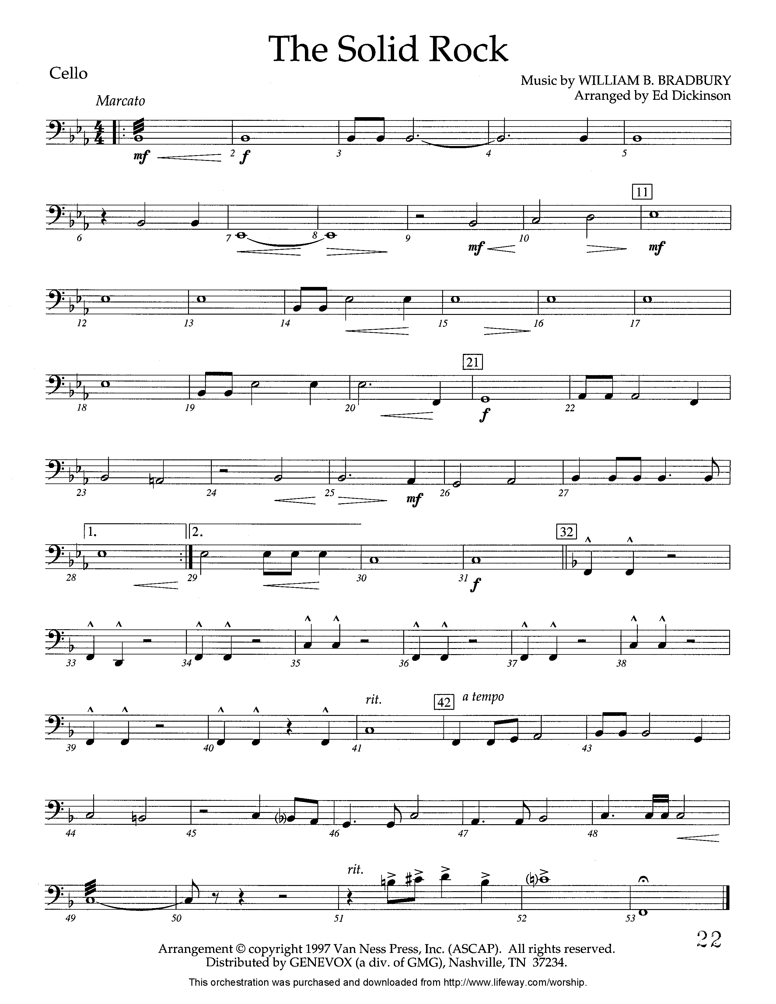 The Solid Rock (Instrumental) Cello (Lifeway Worship / Arr. Ed Dickinson)