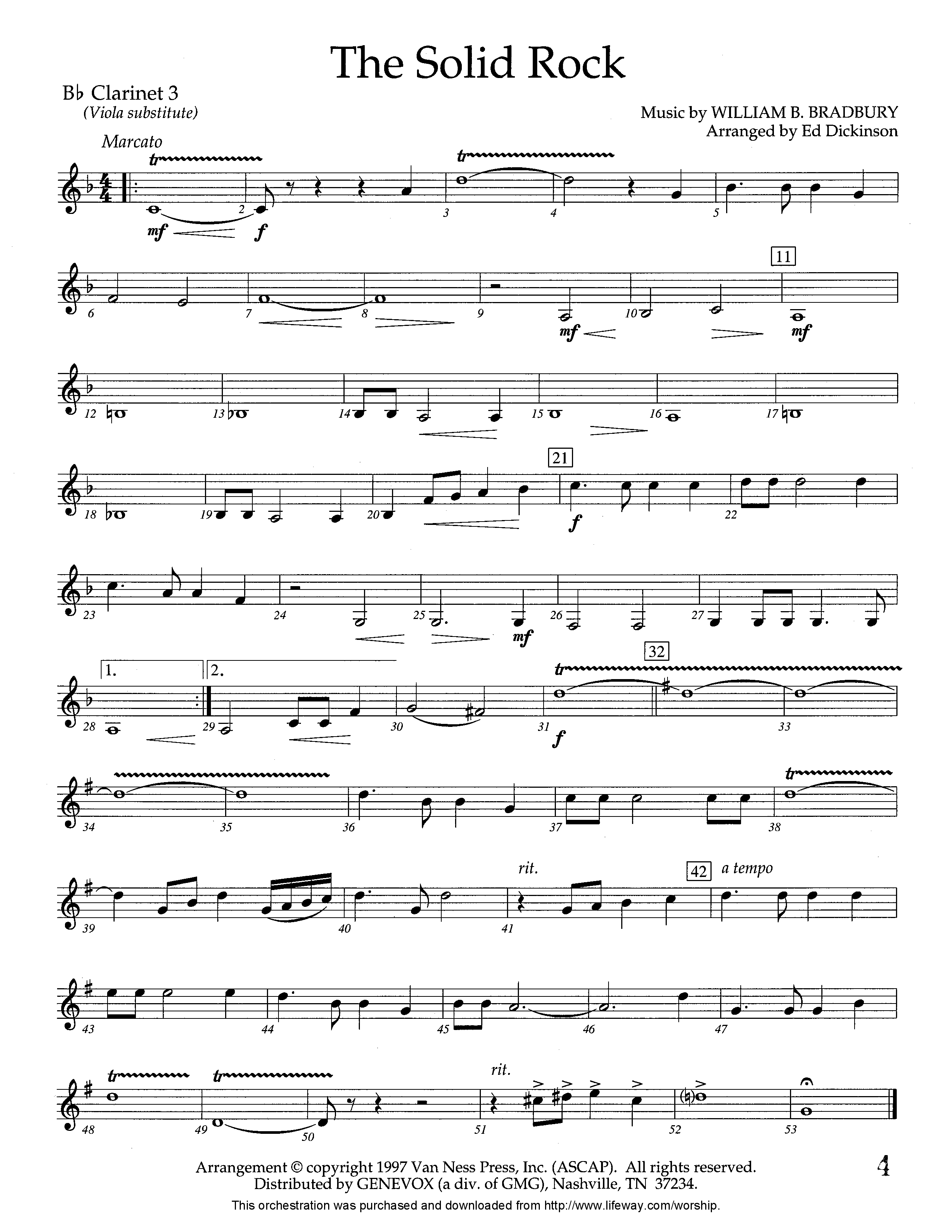 The Solid Rock (Instrumental) Clarinet 3 (Lifeway Worship / Arr. Ed Dickinson)