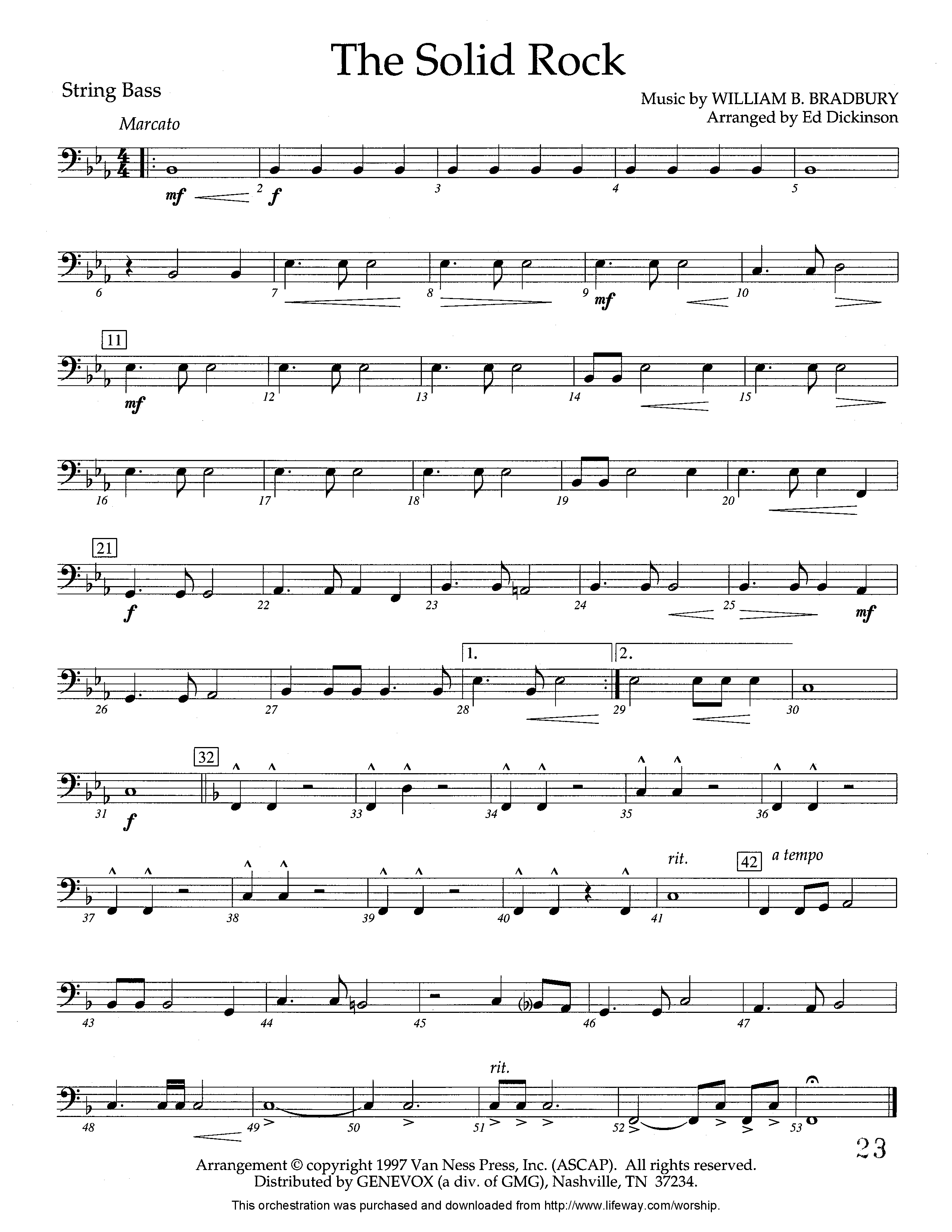 The Solid Rock (Instrumental) Double Bass (Lifeway Worship / Arr. Ed Dickinson)