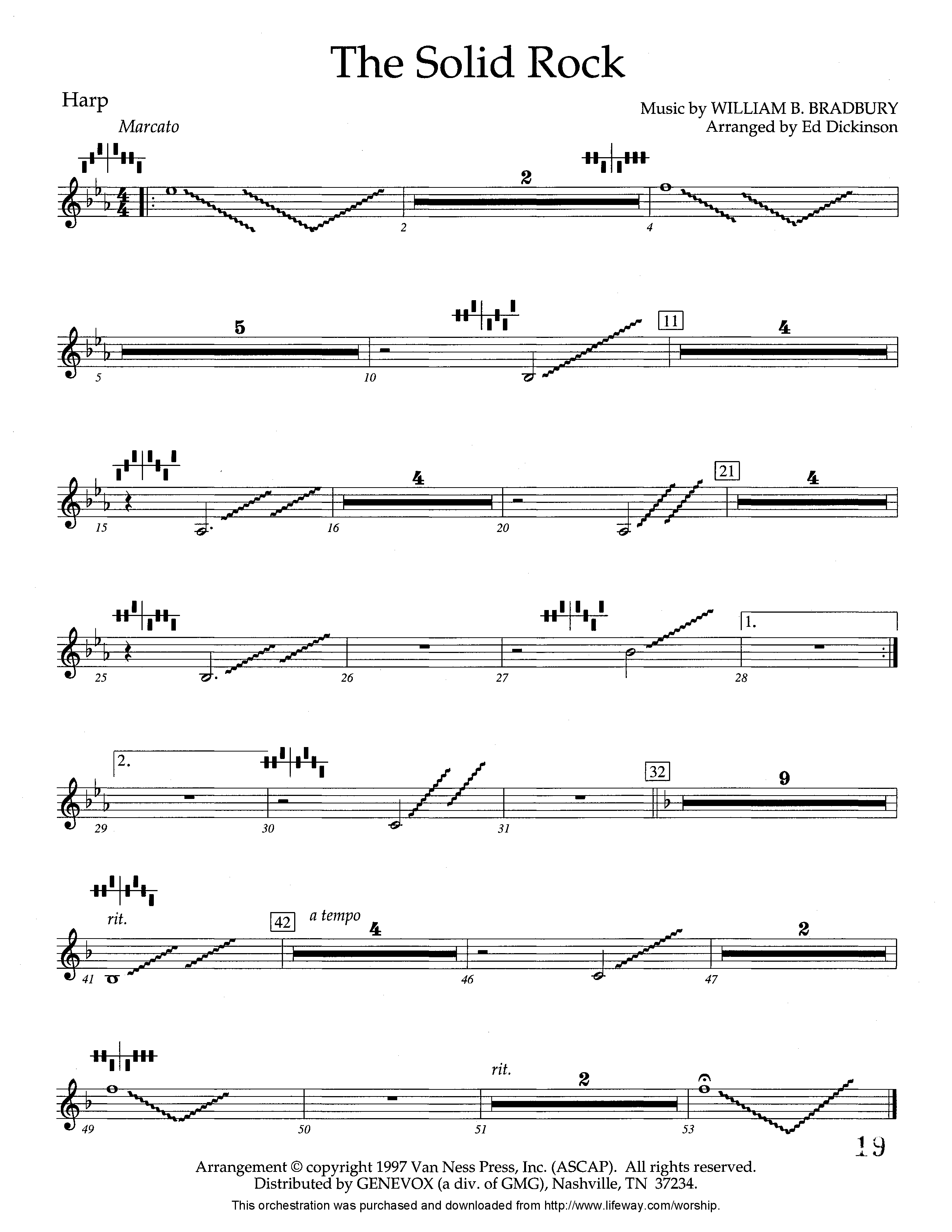 The Solid Rock (Instrumental) Harp (Lifeway Worship / Arr. Ed Dickinson)