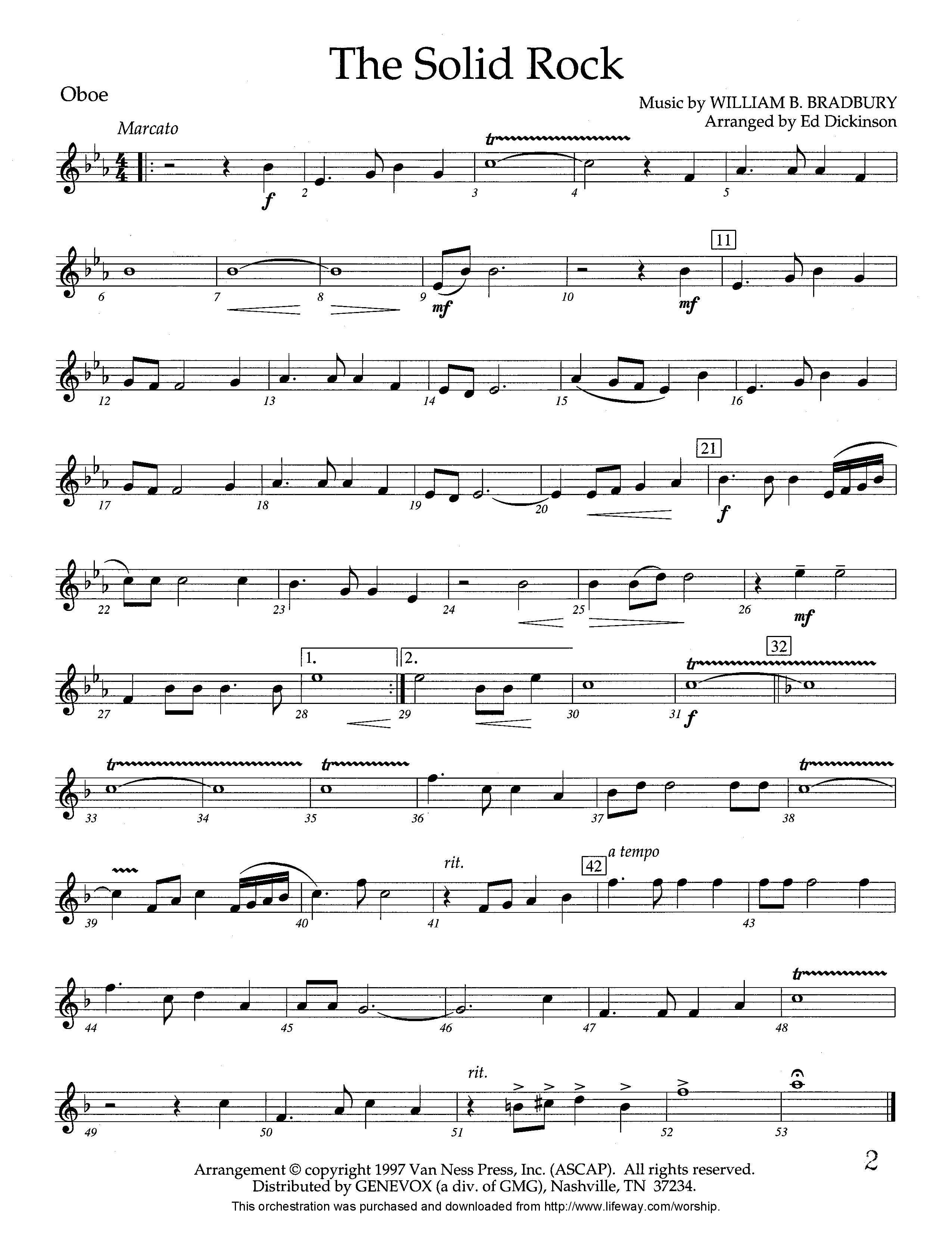 The Solid Rock (Instrumental) Oboe (Lifeway Worship / Arr. Ed Dickinson)