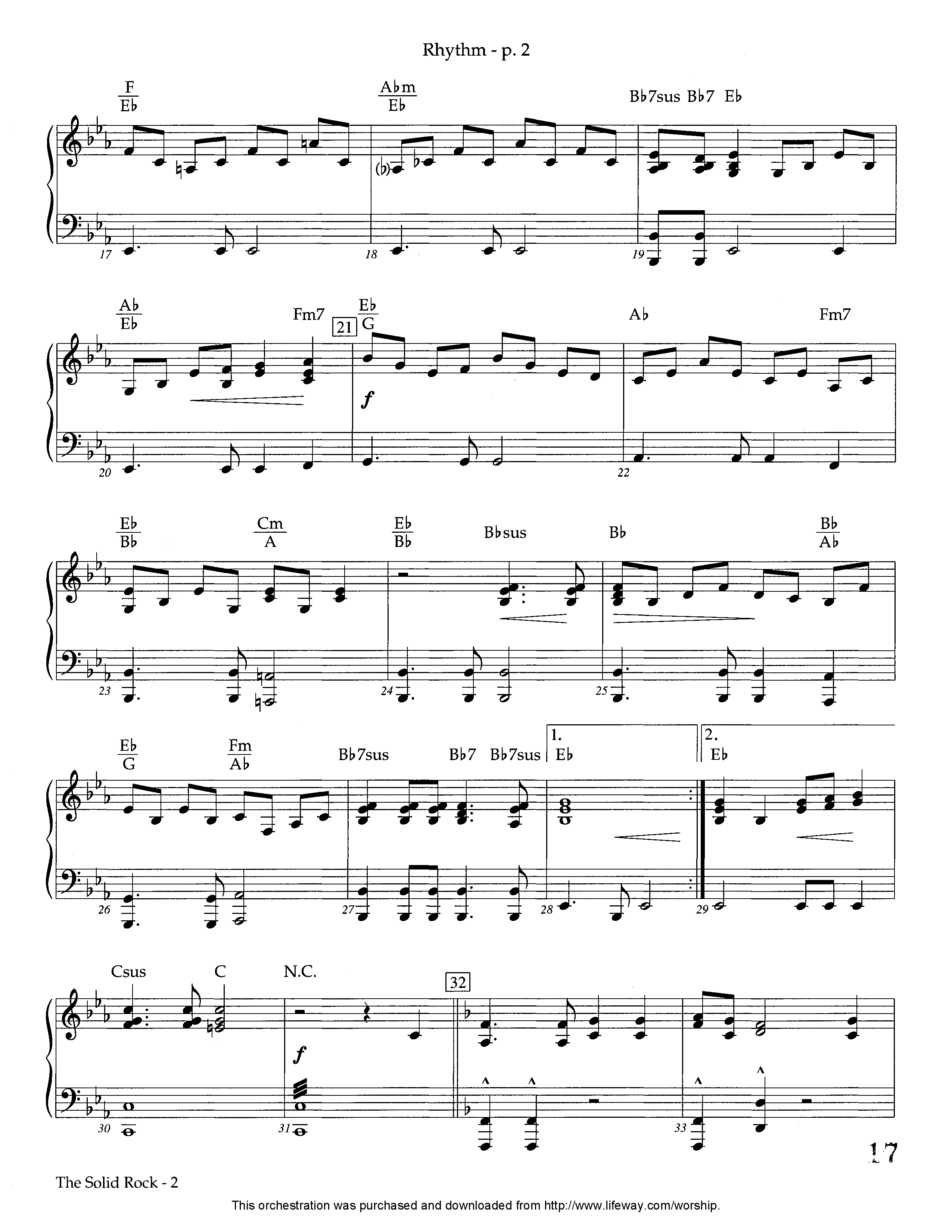 The Solid Rock (Instrumental) Piano/Rhythm (Lifeway Worship / Arr. Ed Dickinson)