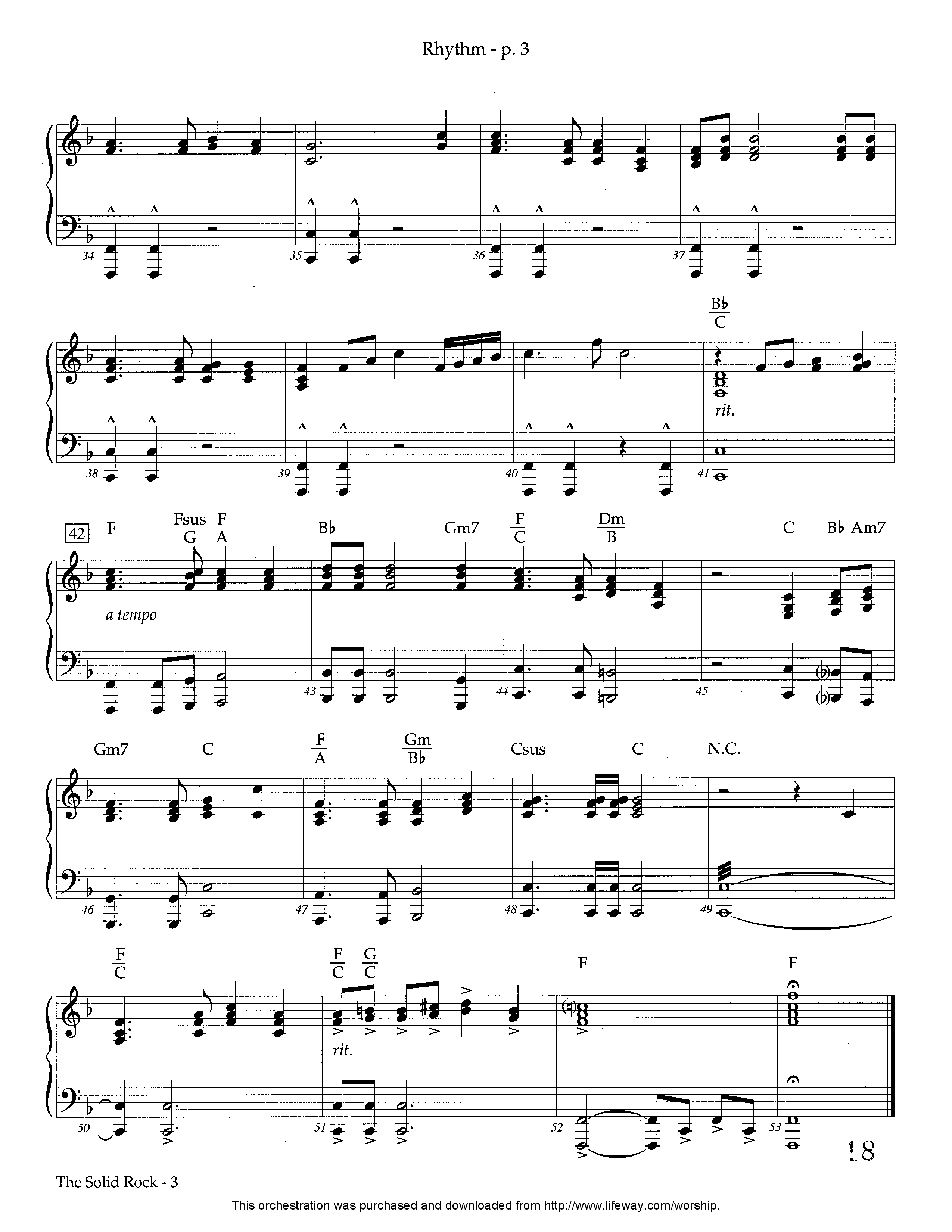 The Solid Rock (Instrumental) Piano/Rhythm (Lifeway Worship / Arr. Ed Dickinson)