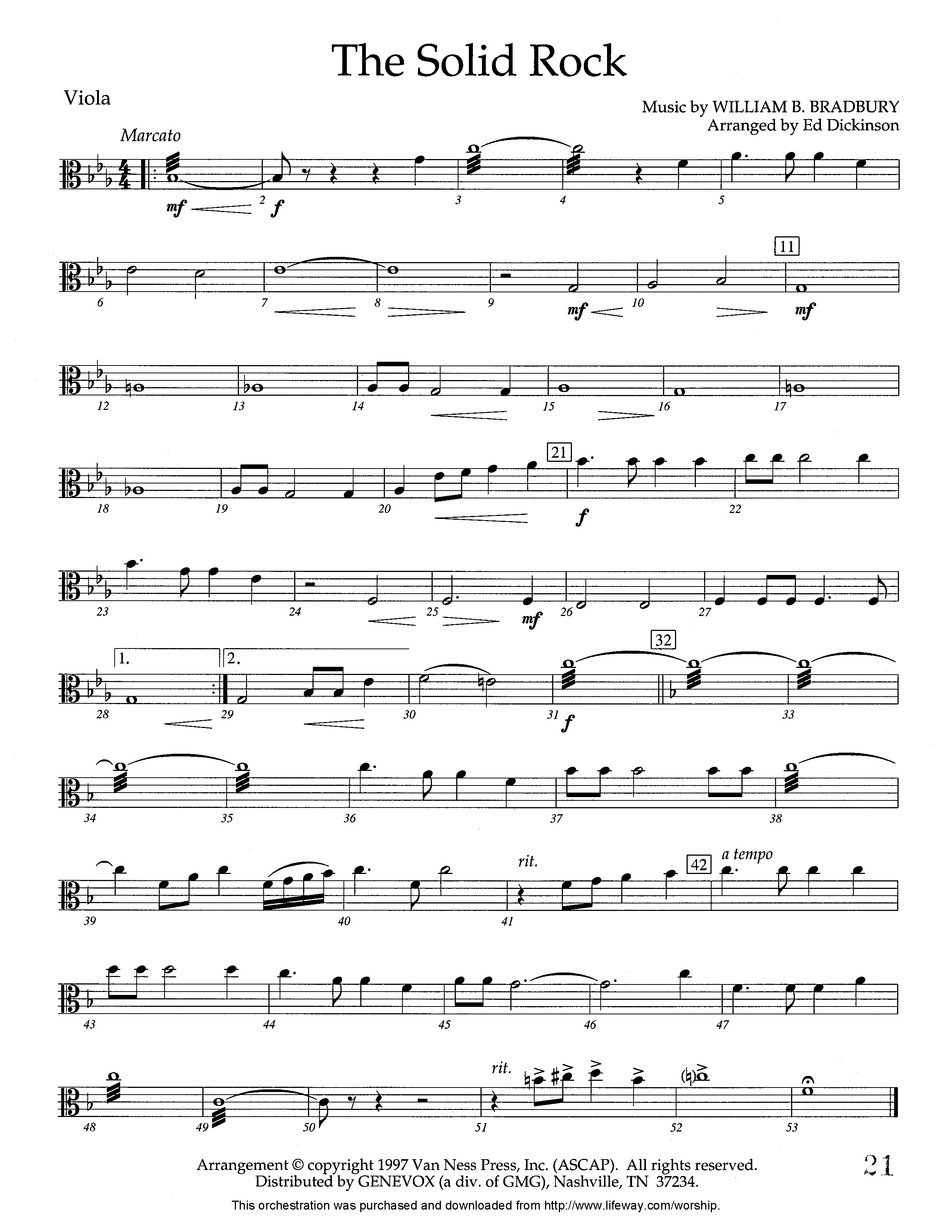 The Solid Rock (Instrumental) Viola (Lifeway Worship / Arr. Ed Dickinson)