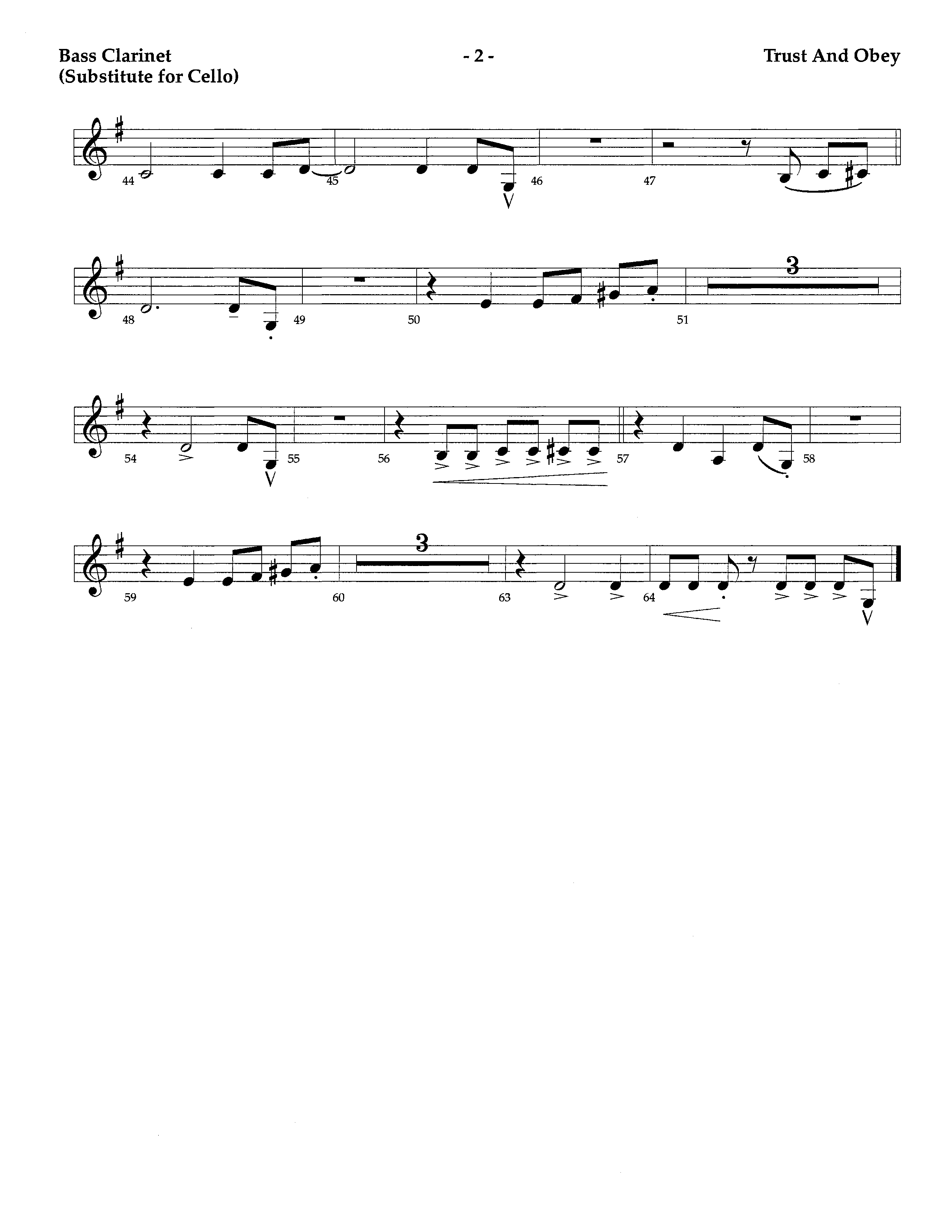 Trust And Obey (Instrumental) Bass Clarinet (Lifeway Worship / Arr. Tom Payne)