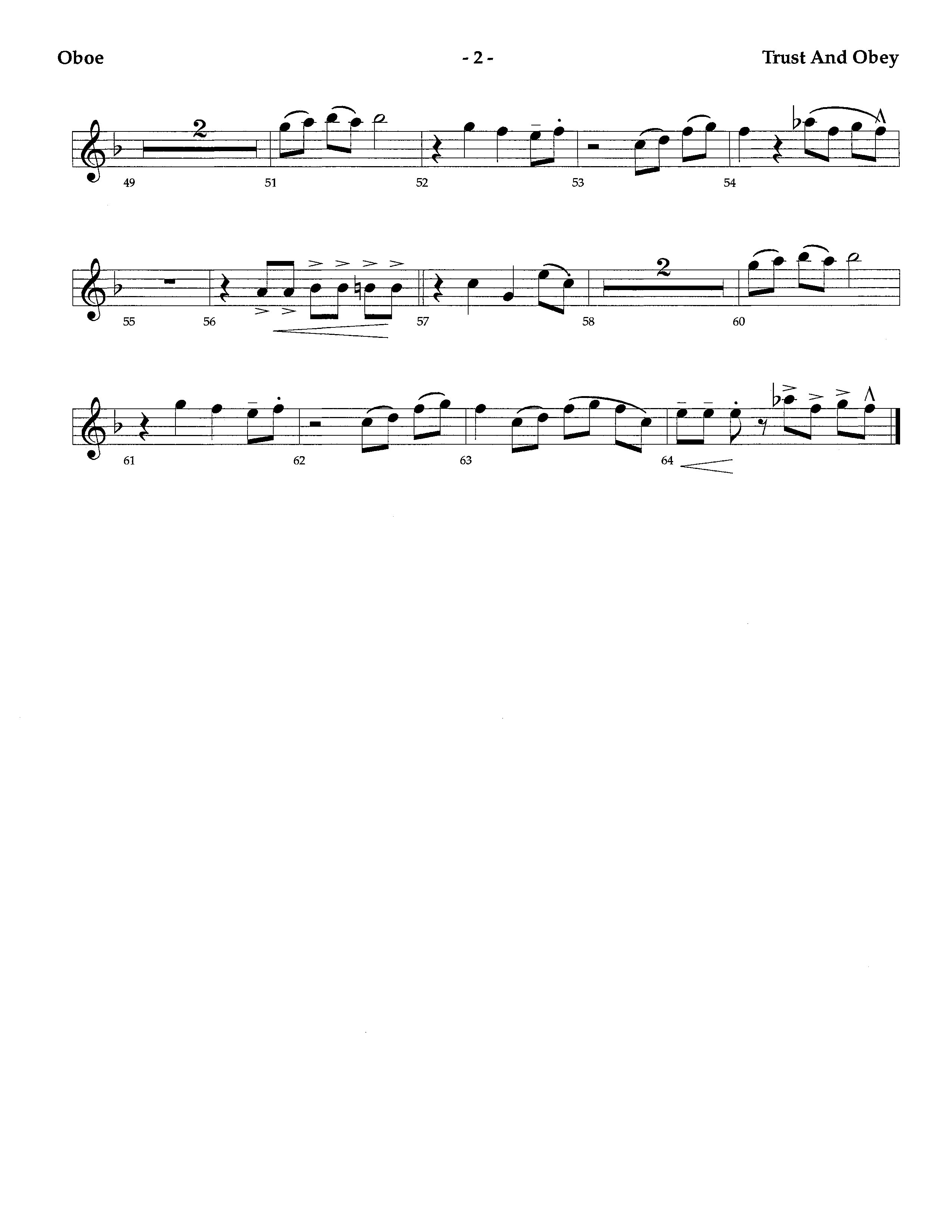 Trust And Obey (Instrumental) Oboe (Lifeway Worship / Arr. Tom Payne)