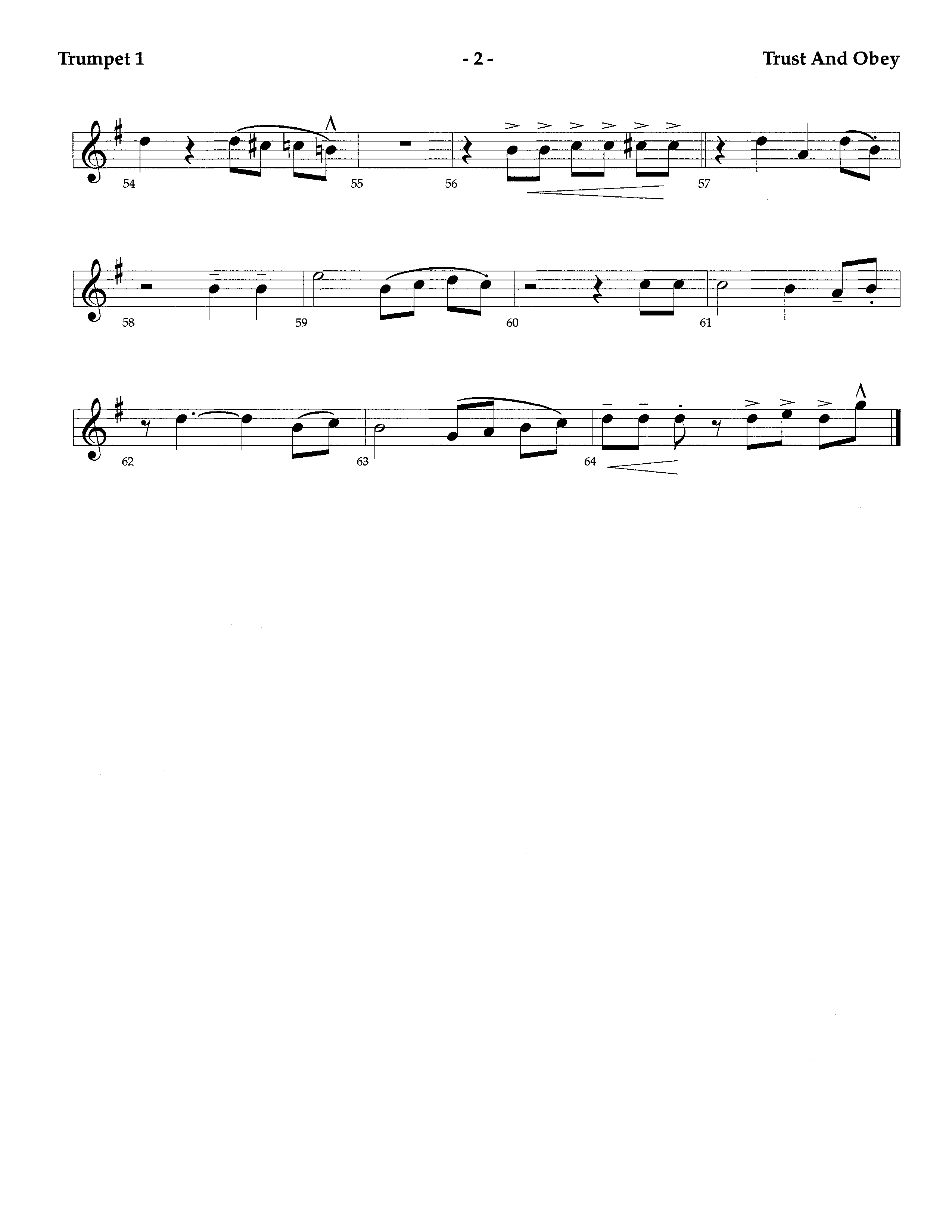 Trust And Obey (Instrumental) Trumpet 1 (Lifeway Worship / Arr. Tom Payne)