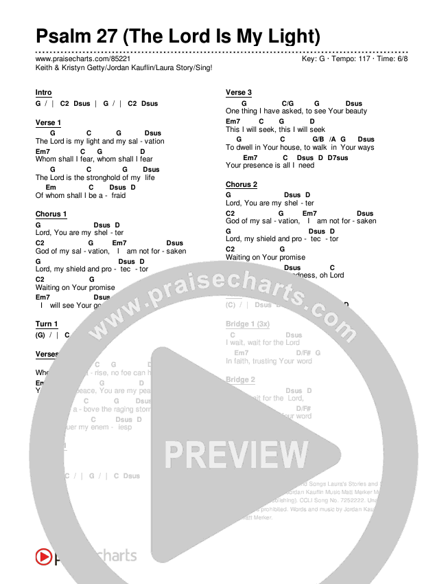 Psalm 27 (The Lord Is My Light) Chords & Lyrics (Keith & Kristyn Getty / Jordan Kauflin / Laura Story / Sing!)