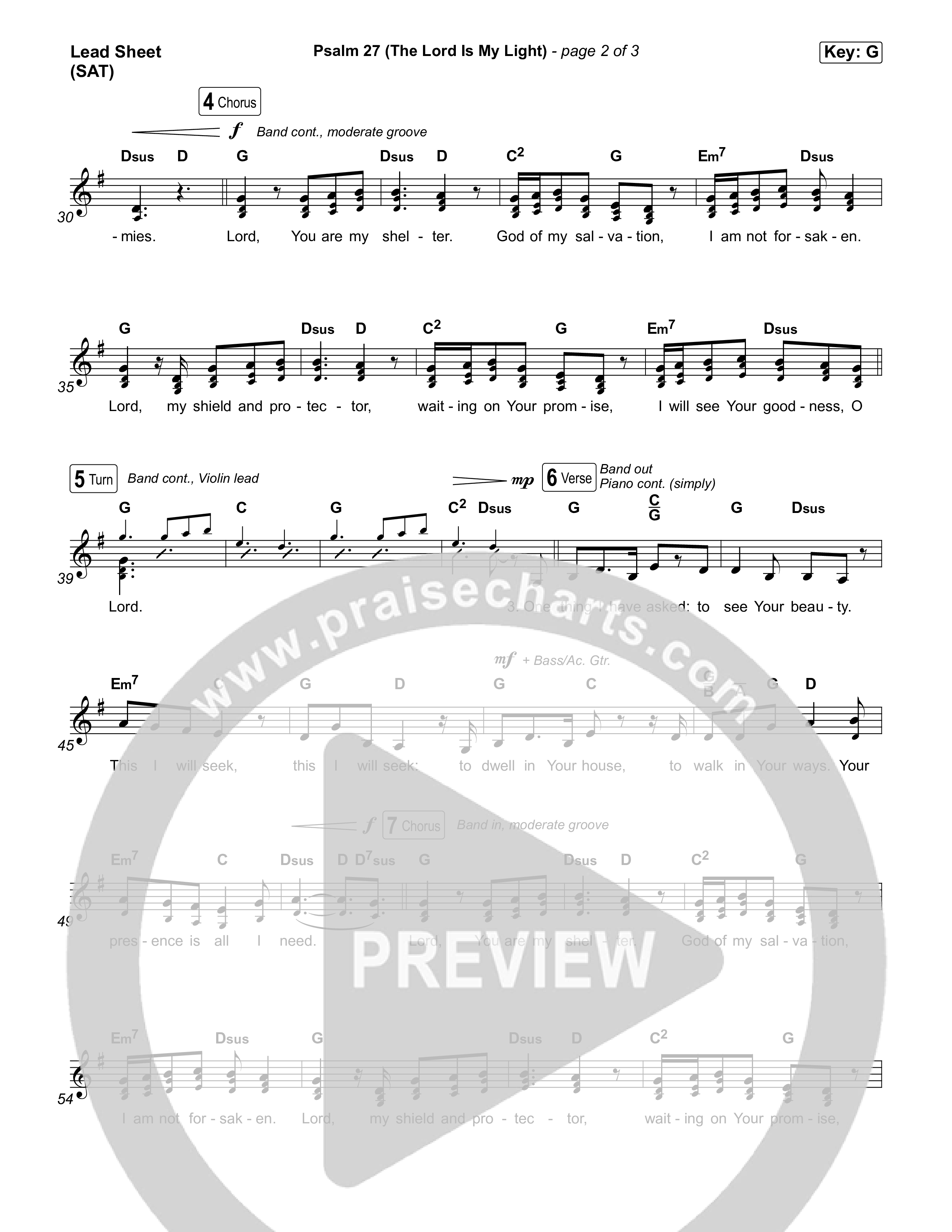 Psalm 27 (The Lord Is My Light) Lead Sheet (SAT) (Keith & Kristyn Getty / Jordan Kauflin / Laura Story / Sing!)