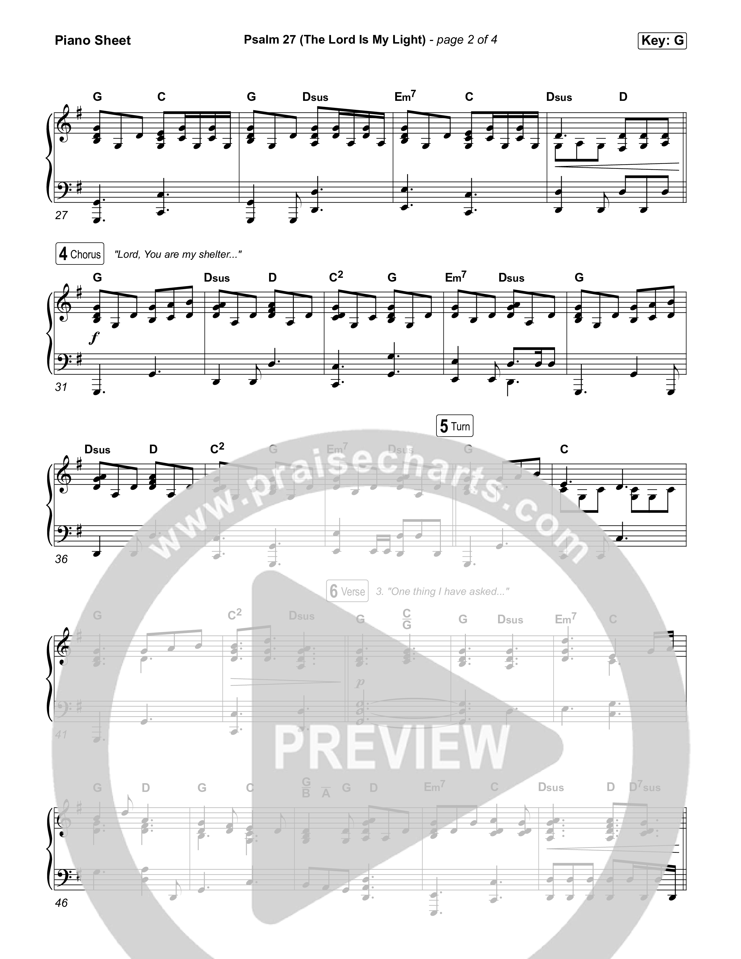 Psalm 27 (The Lord Is My Light) Piano Sheet (Keith & Kristyn Getty / Jordan Kauflin / Laura Story / Sing!)