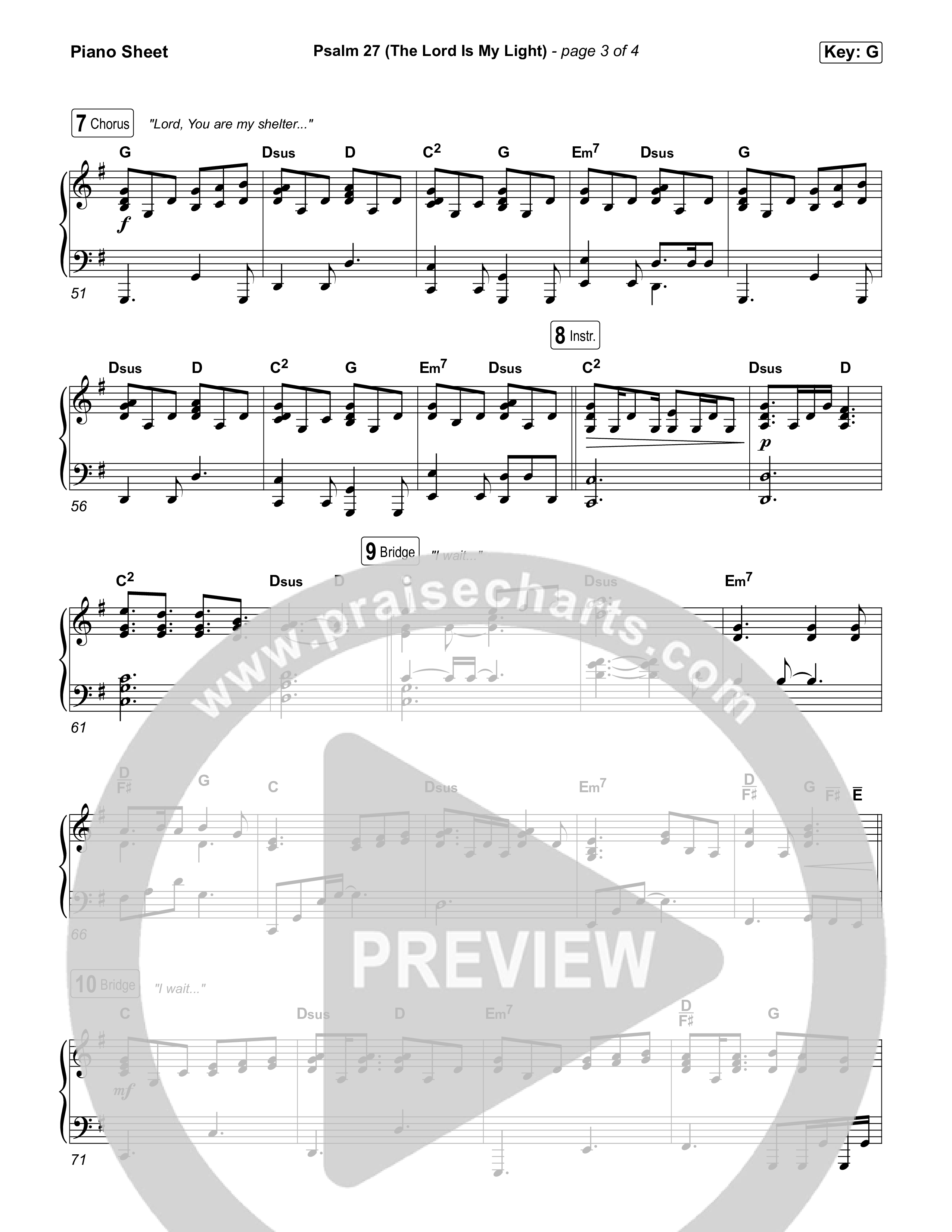 Psalm 27 (The Lord Is My Light) Piano Sheet (Keith & Kristyn Getty / Jordan Kauflin / Laura Story / Sing!)