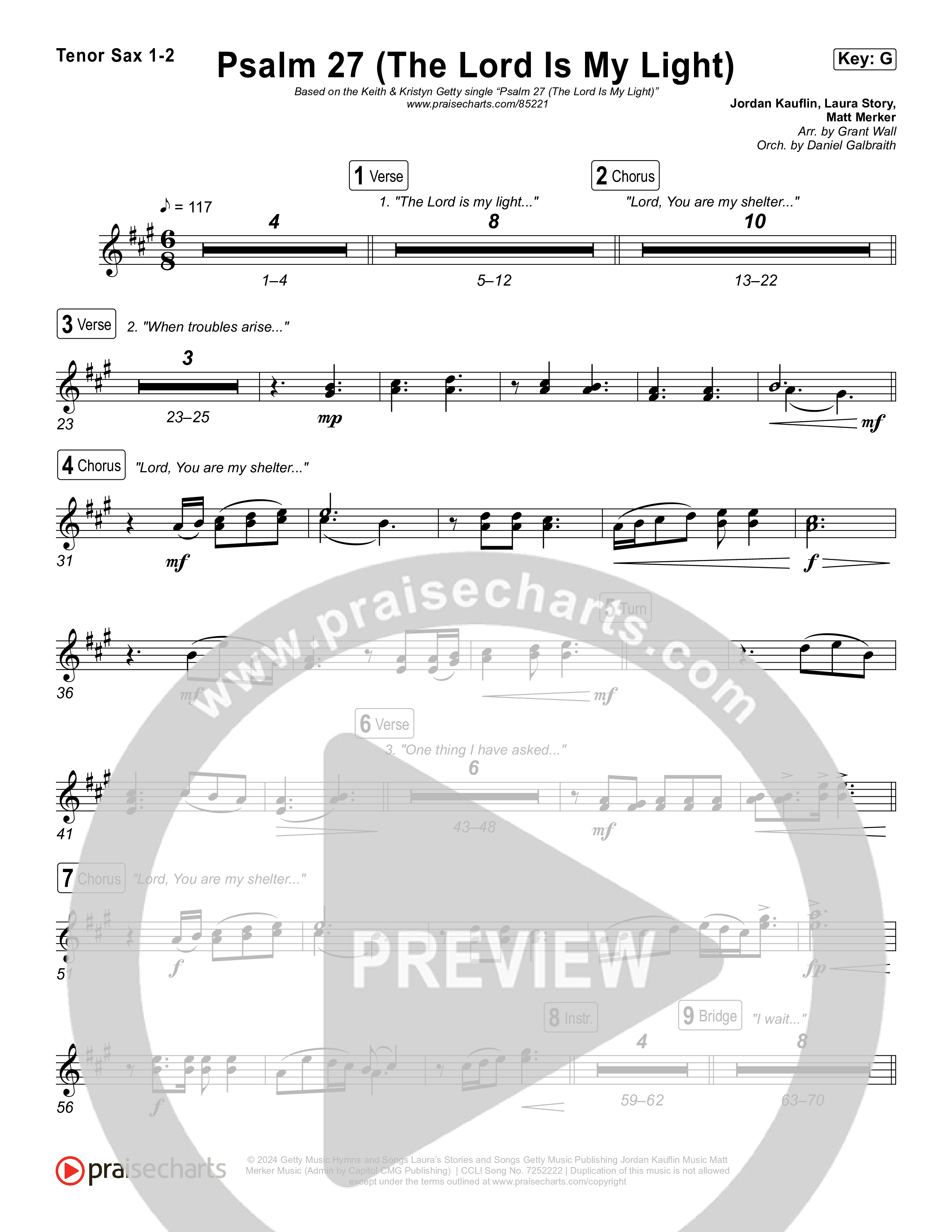 Psalm 27 (The Lord Is My Light) Sax Pack (Keith & Kristyn Getty / Jordan Kauflin / Laura Story / Sing!)