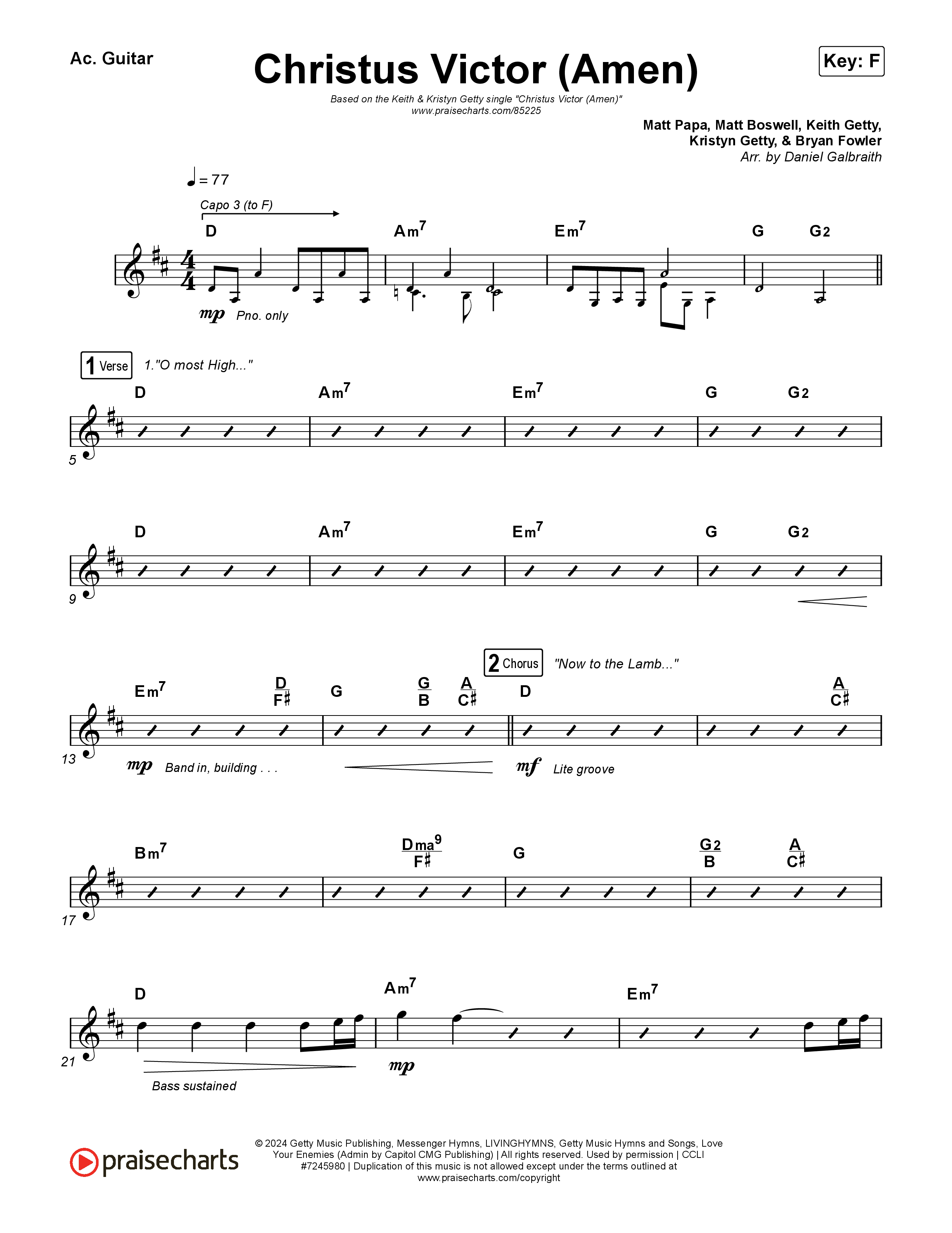 Christus Victor (Amen) Acoustic Guitar (Keith & Kristyn Getty / Cochren & Co / Sing!)