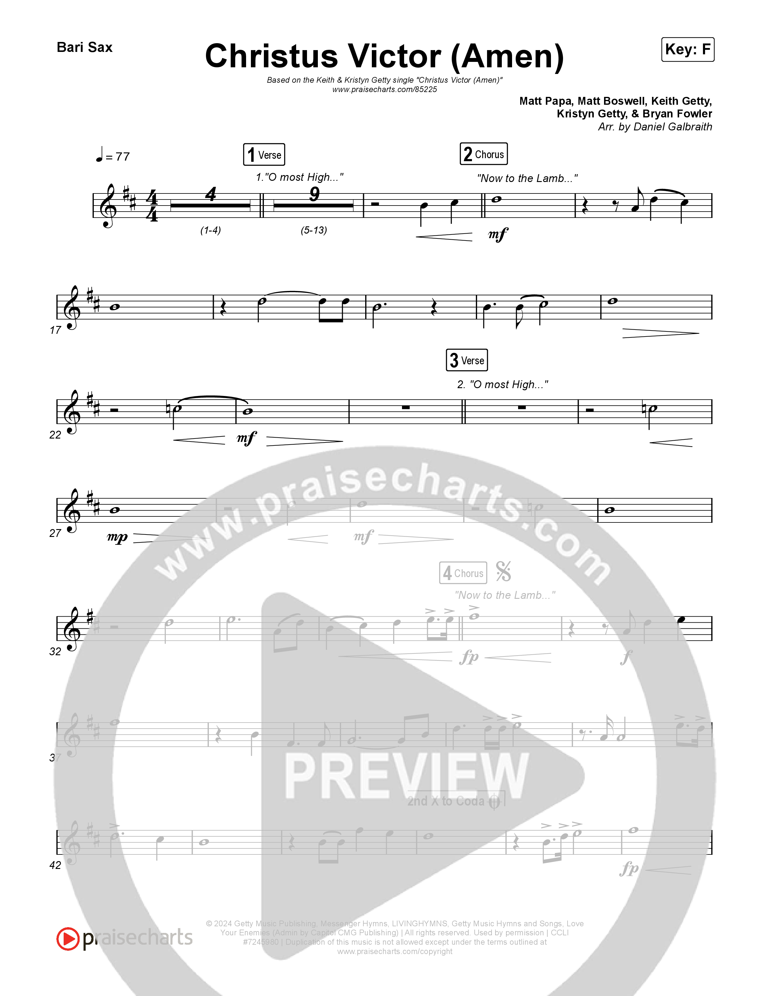 Christus Victor (Amen) Bari Sax (Keith & Kristyn Getty / Cochren & Co / Sing!)