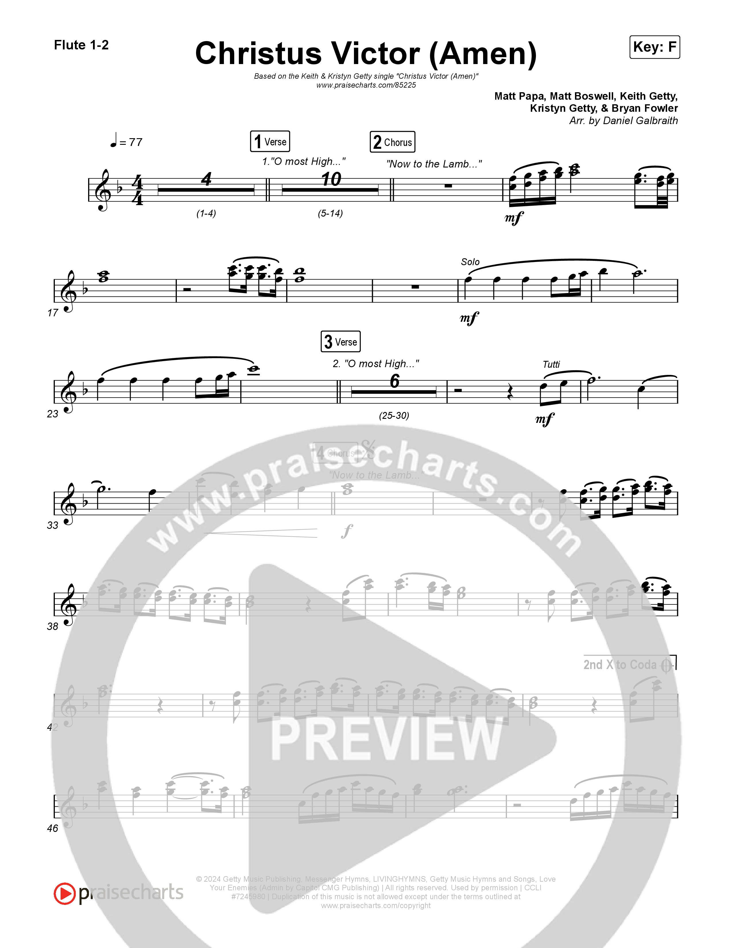 Christus Victor (Amen) Flute 1,2 (Keith & Kristyn Getty / Cochren & Co / Sing!)