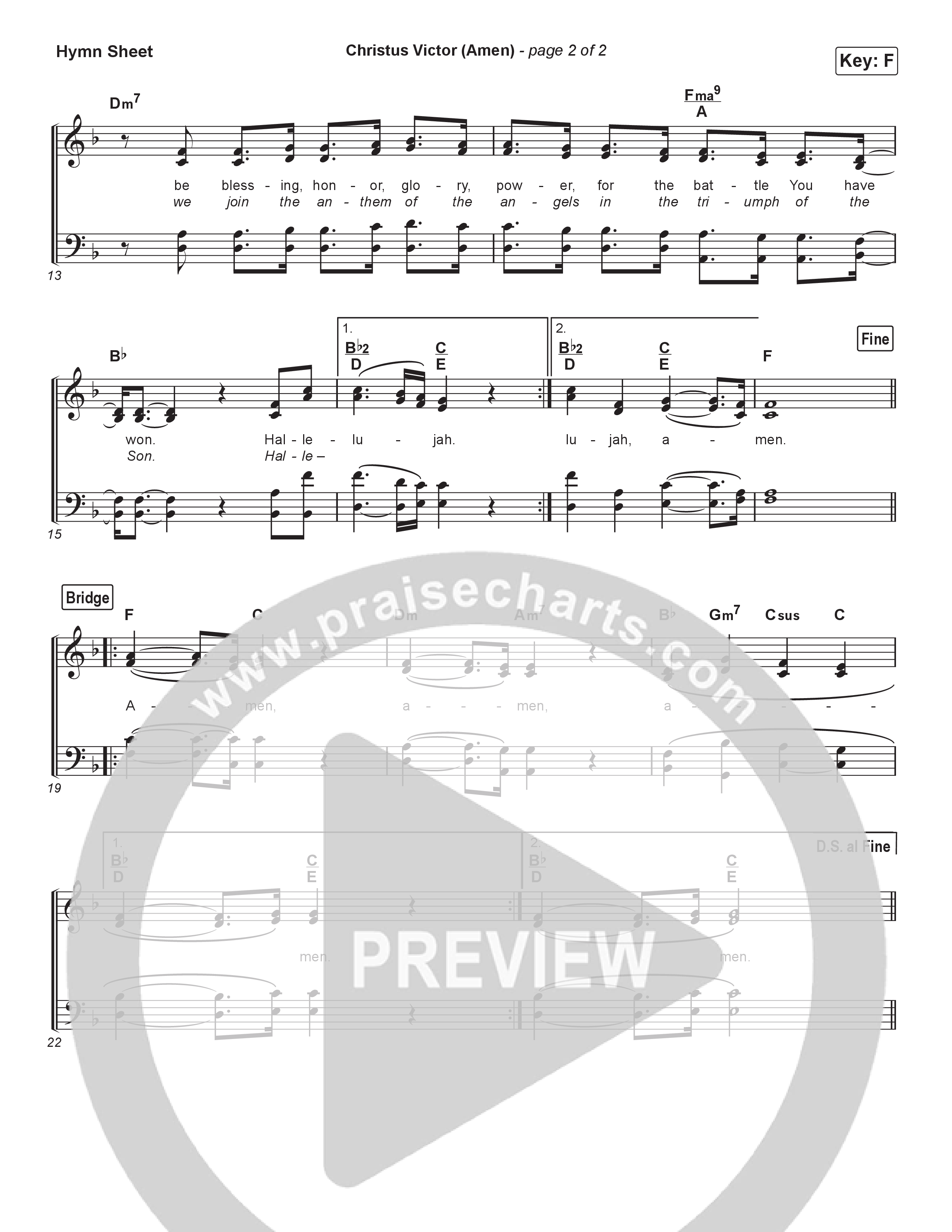 Christus Victor (Amen) Hymn Sheet (Keith & Kristyn Getty / Cochren & Co / Sing!)