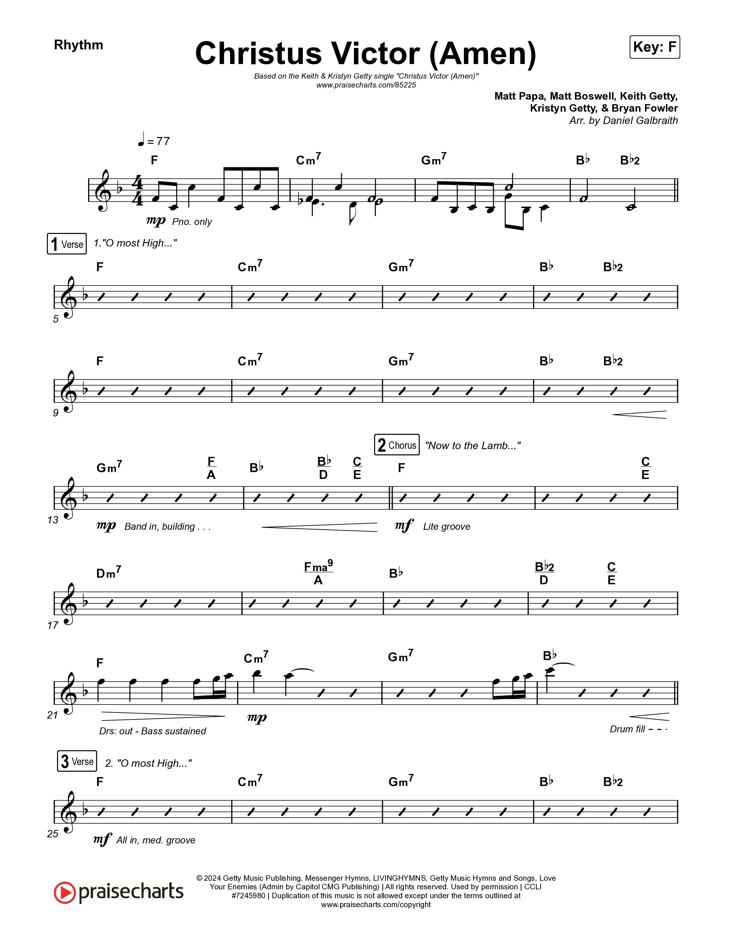 Christus Victor (Amen) Rhythm Chart (Keith & Kristyn Getty / Cochren & Co / Sing!)